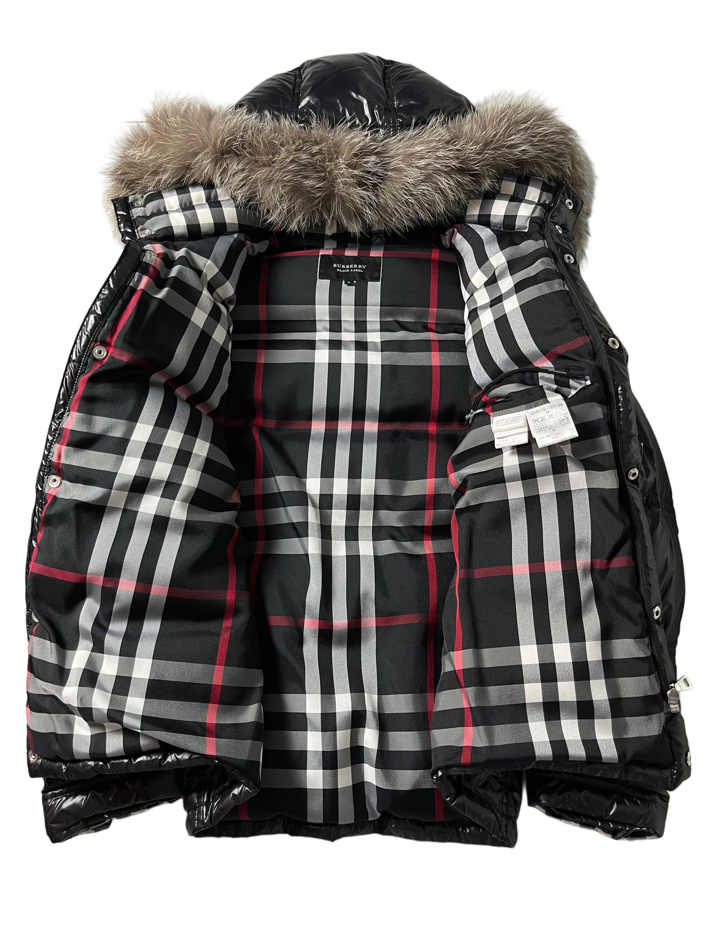 00’s BURBERRY made in Japan real fur down jacket (S/M) - black