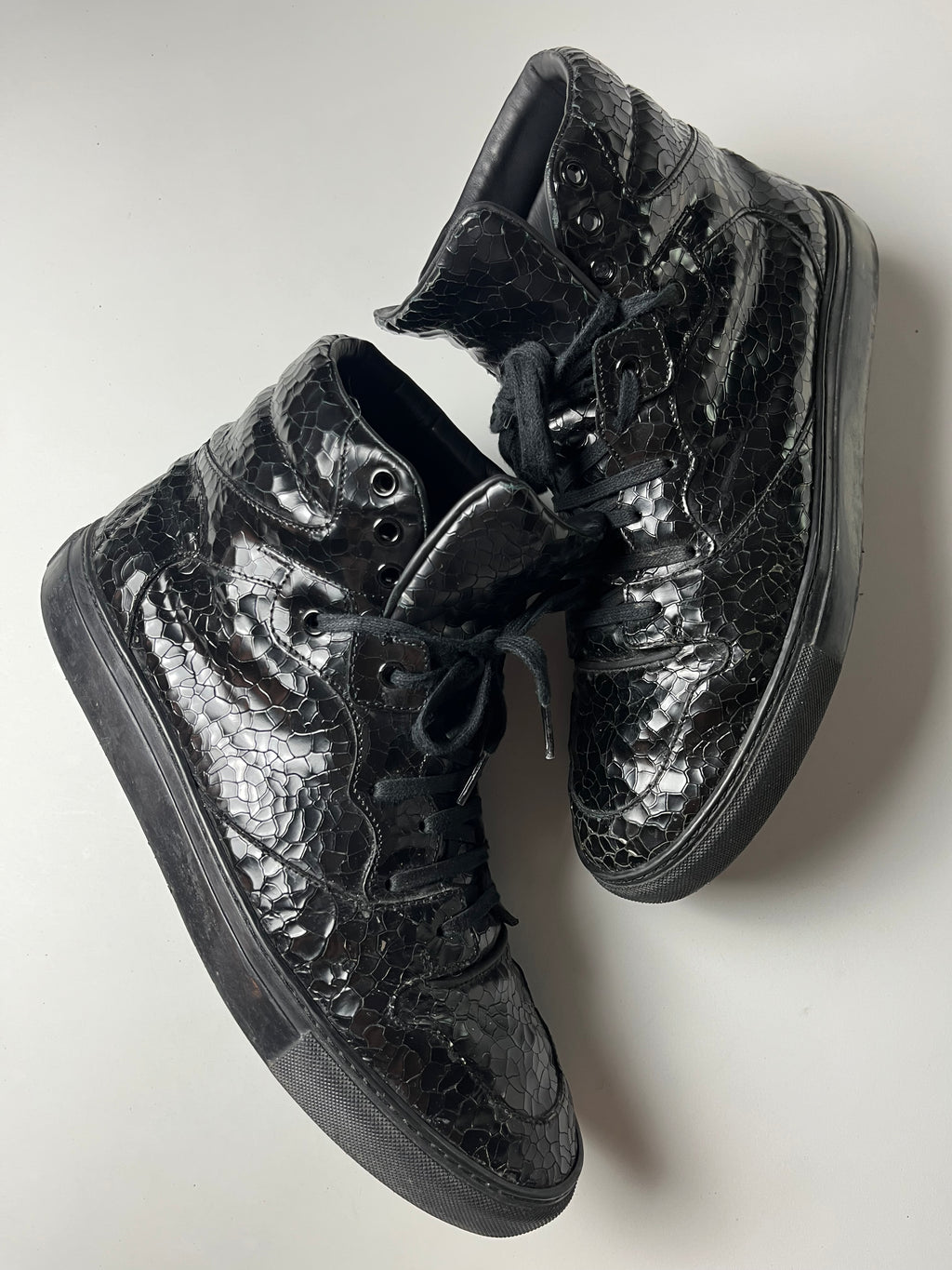 Balenciaga embossed croc leather high tops - Eu 43 - black