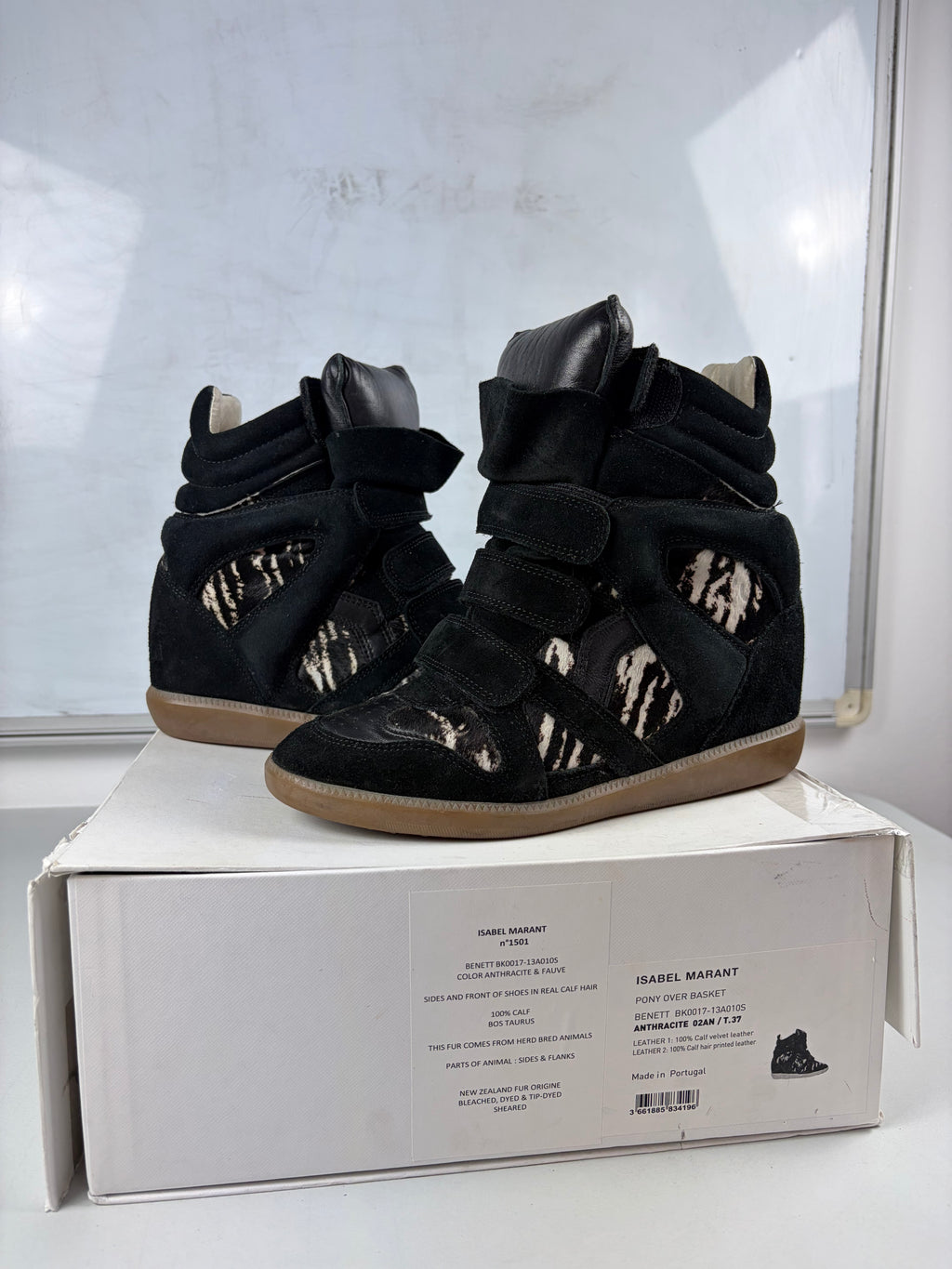 Isabel Marant Bekett ‘Zebra’ wedge sneakers - size - eu 37 / us 7 / uk 4