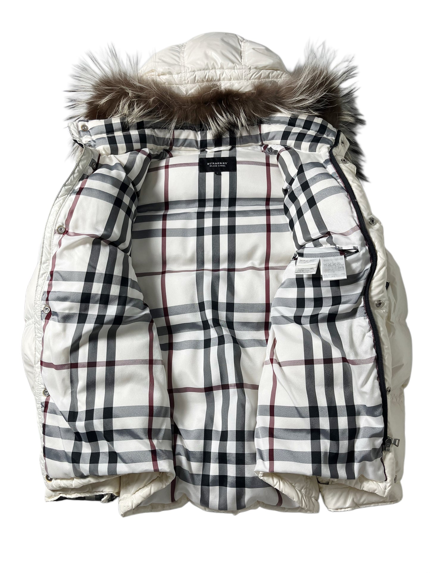 00’s BURBERRY made in Japan real fur down jacket (M/L) - white