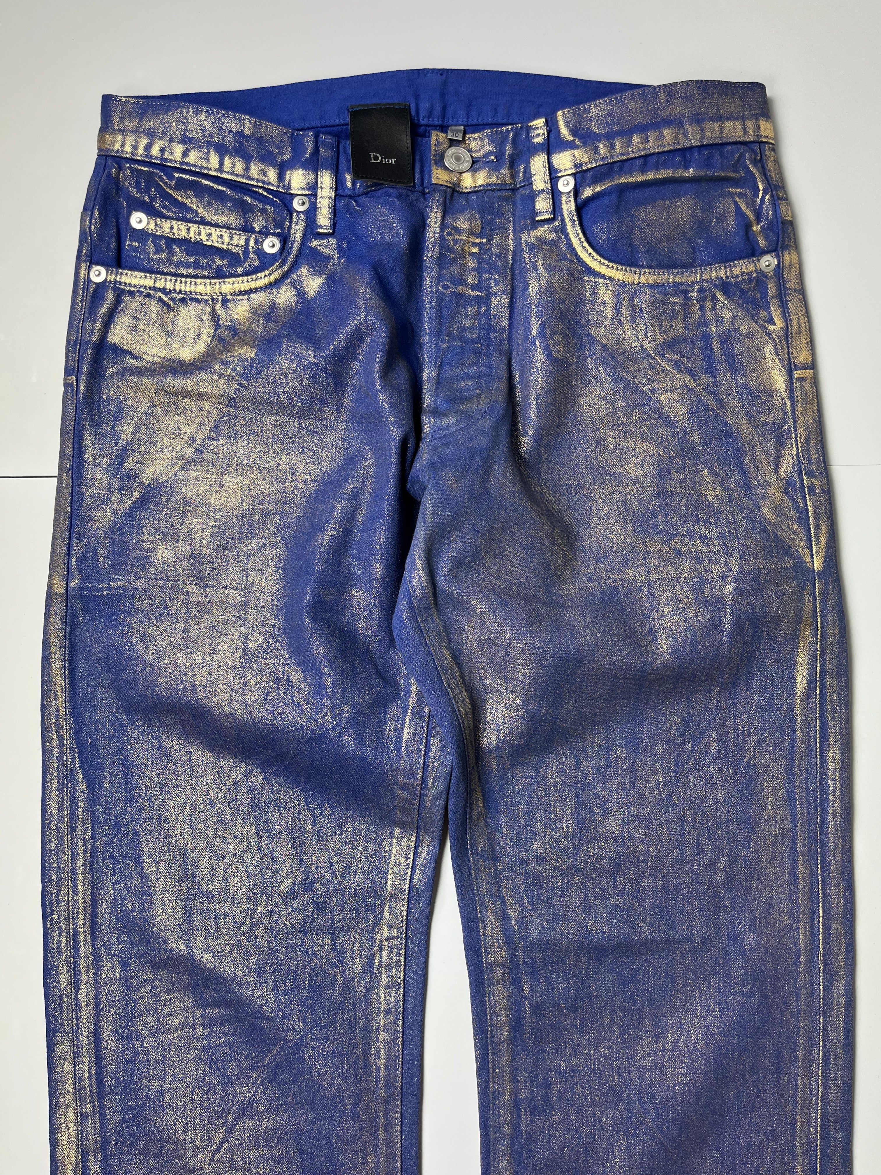 2009 DIOR ‘Planisphere’ gold luster jeans