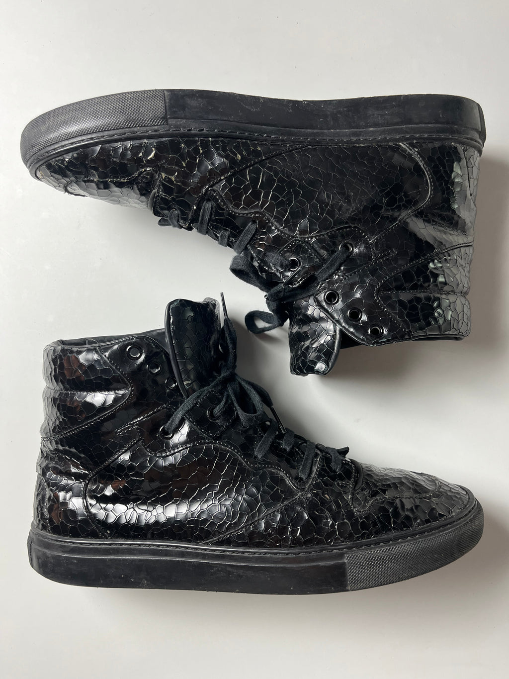 Balenciaga embossed croc leather high tops - Eu 43 - black