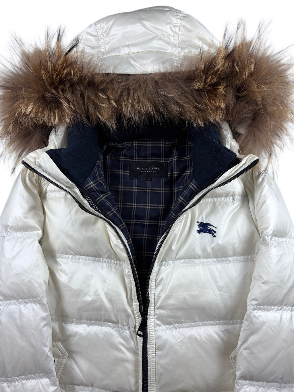 00’s BURBERRY Black Label 2 in 1 real fur down jacket (S/M) - white