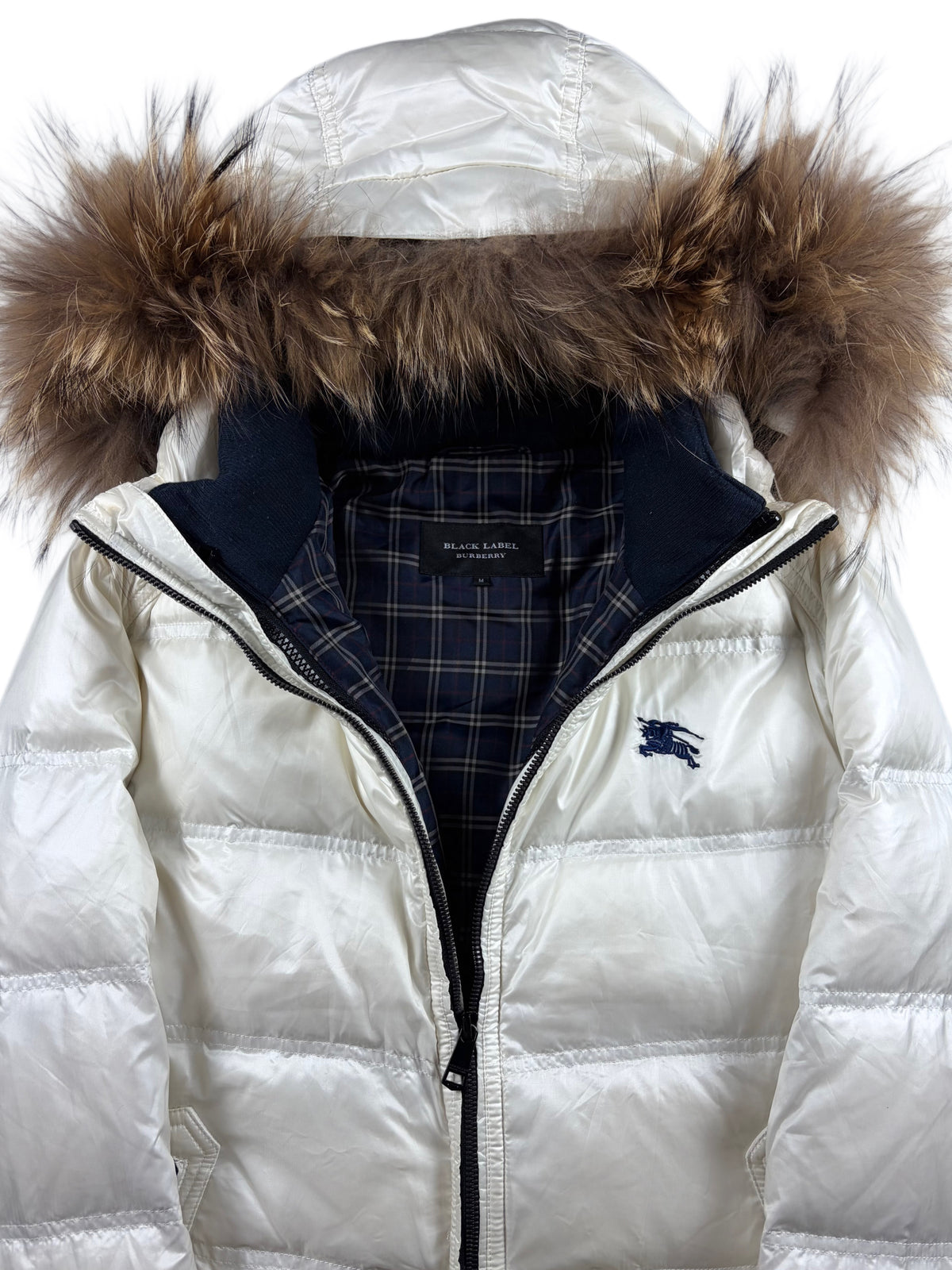00’s BURBERRY Black Label 2 in 1 real fur down jacket (S/M) - white