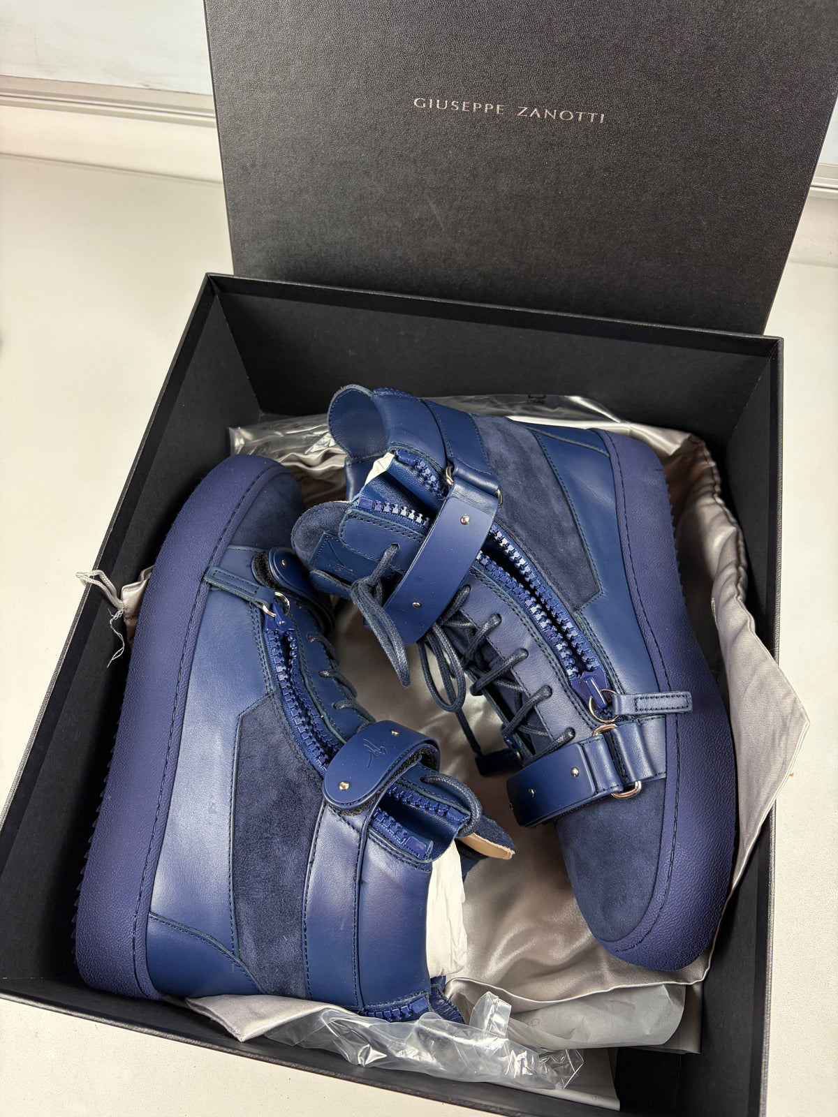 Giuseppe Zanotti COBY MATT high tops - eu 41 / us 8 / uk 7.5 - blue - brand new