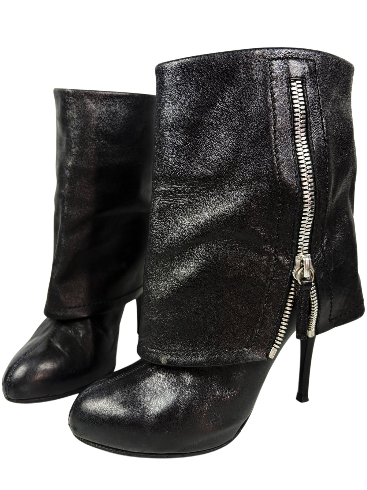 Giuseppe Zanotti fold-over zipper boots - eu 37 / us 7 / uk 4
