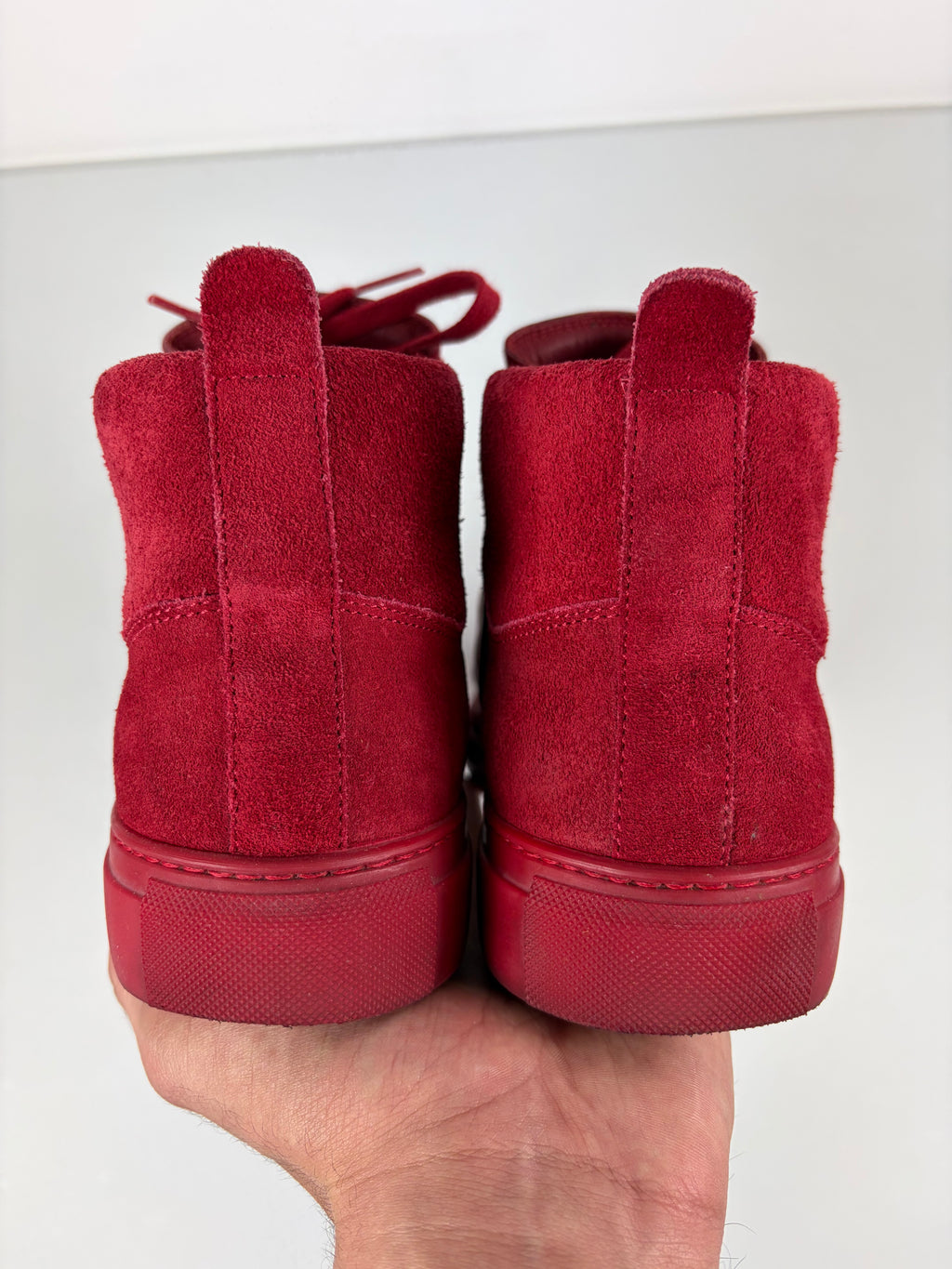 Balenciaga arena leather & suede high tops - eu 41 - red