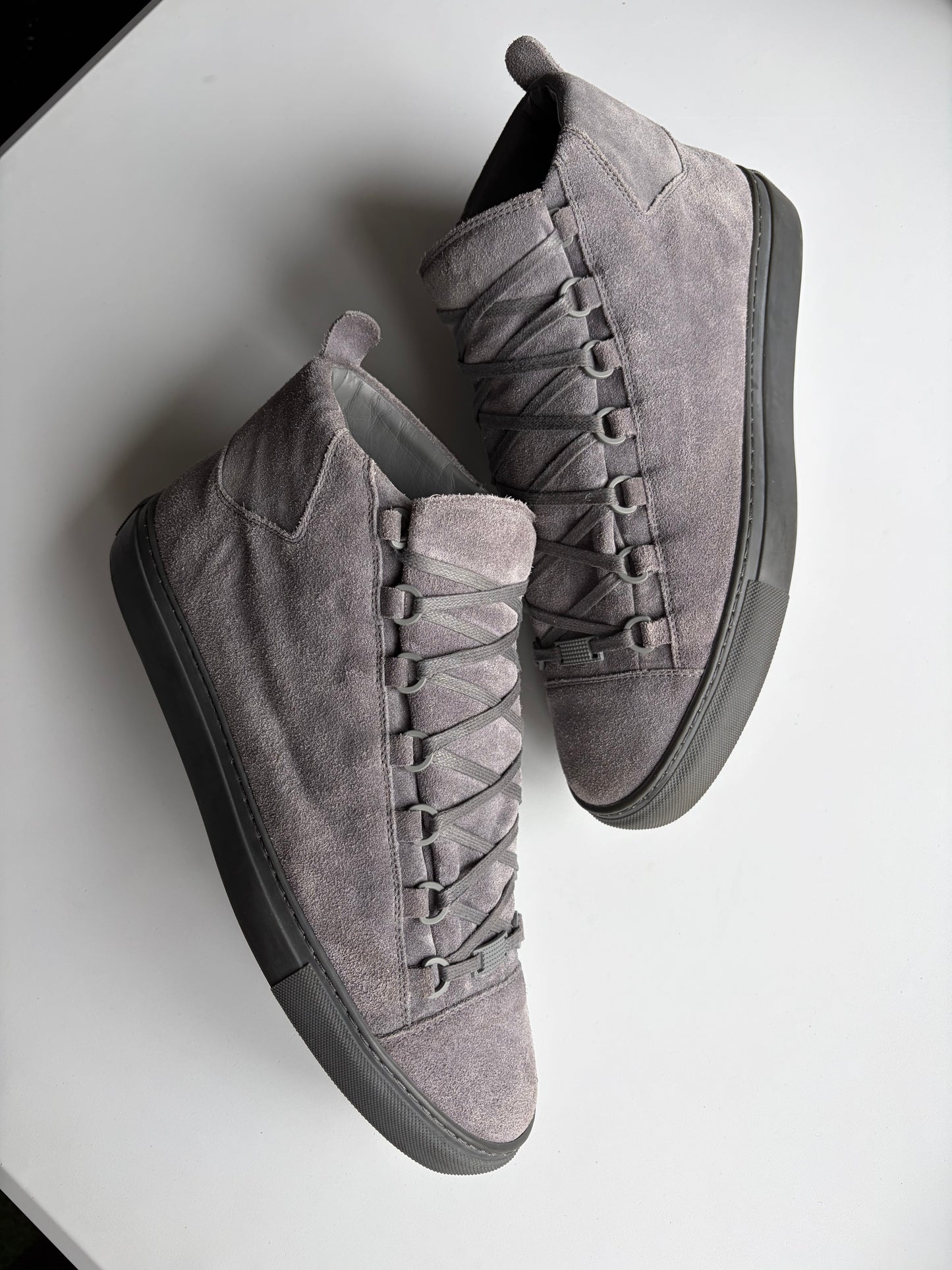 Balenciaga arena grey suede high tops - eu 43 - grey