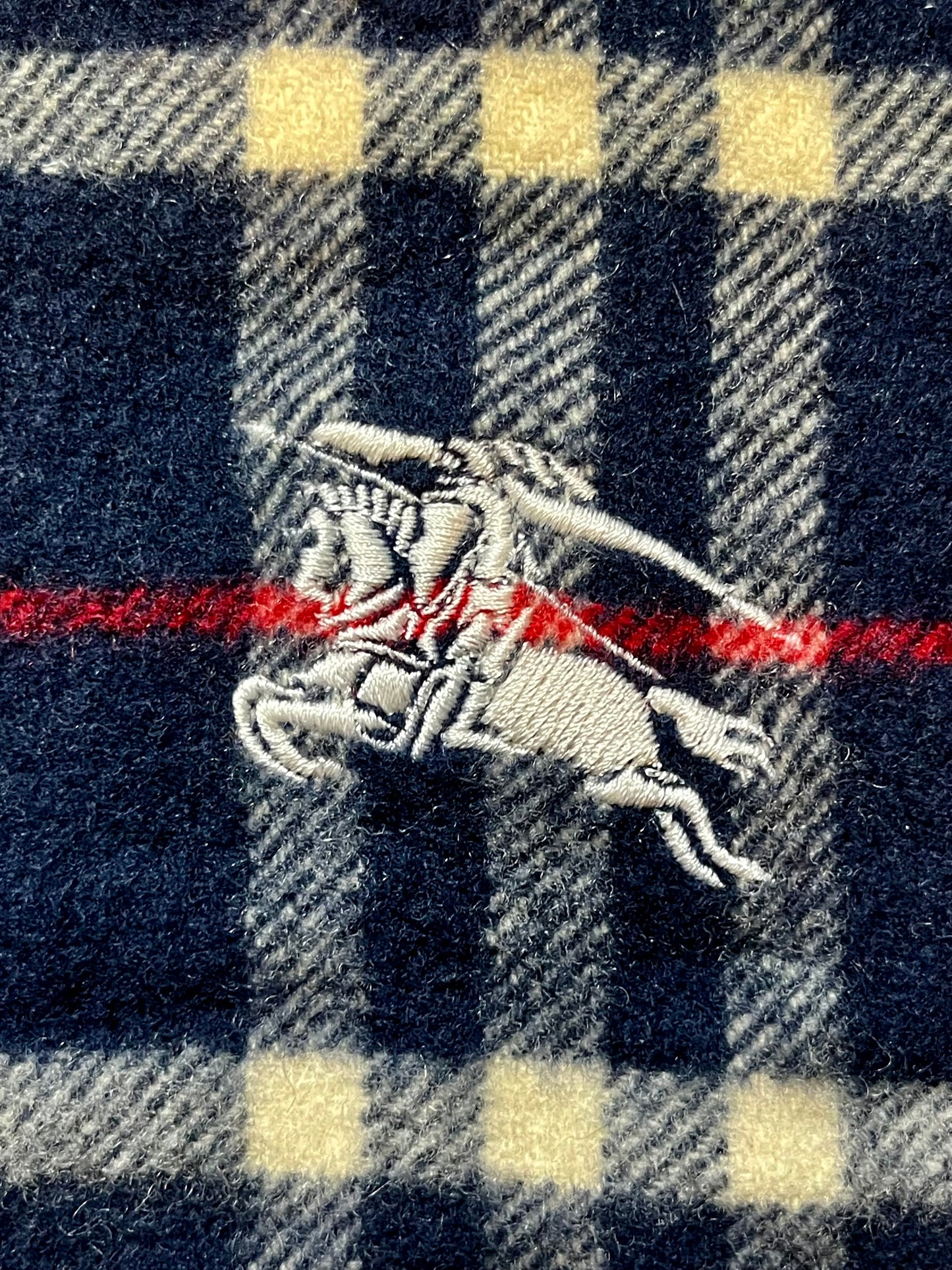 00’s Burberry - Big Logo wool scarf - navy