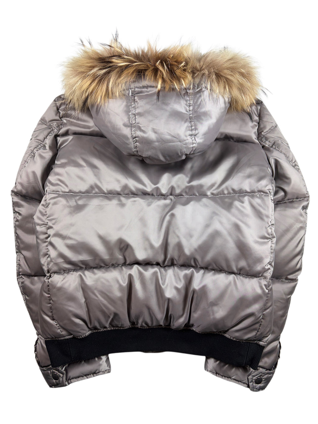 00’s BURBERRY Black Label real fur down jacket (S/M) - silver grey