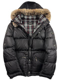 00’s BURBERRY Black Label real fur down jacket (M/L) - black