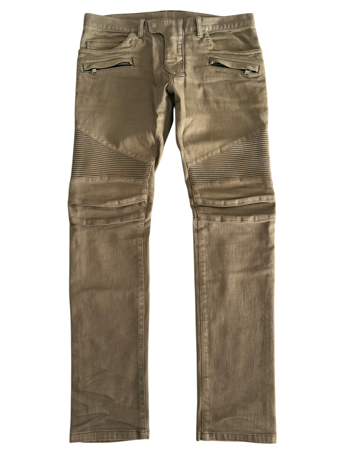 BALMAIN ribbed biker denim - 32