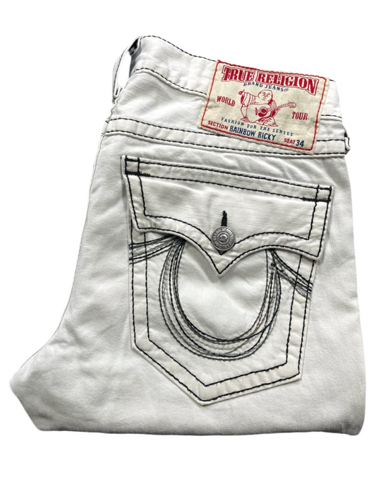 TRUE RELIGION RAINBOW RICKY white jeans (34)