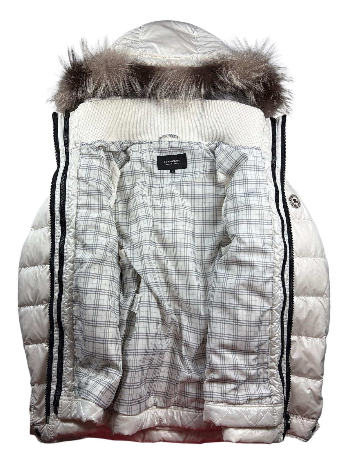 00’s BURBERRY Black Label 2 in 1 real fur down jacket (M/L) - white