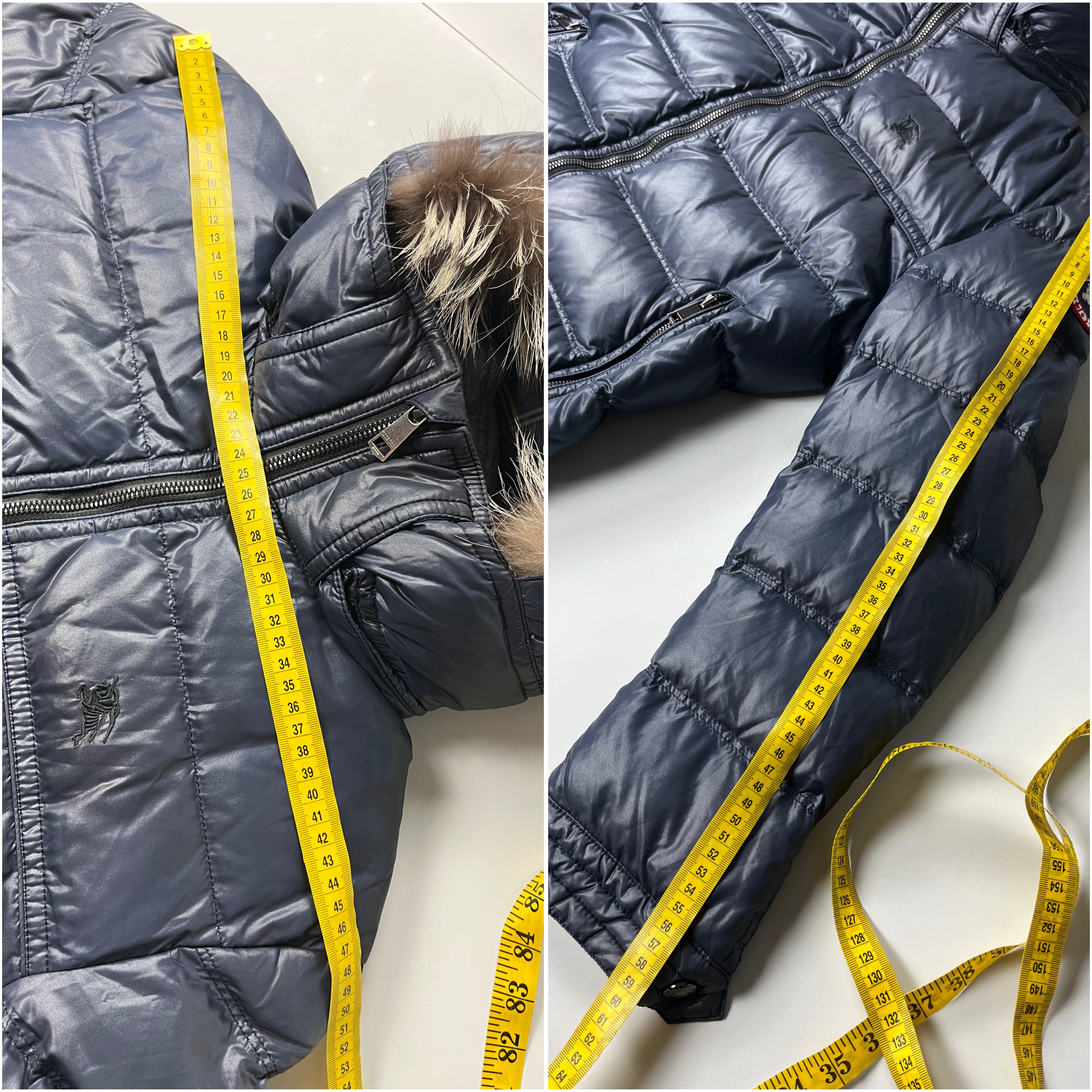 00’s BURBERRY made in Japan real fur down jacket (M/L) - navy