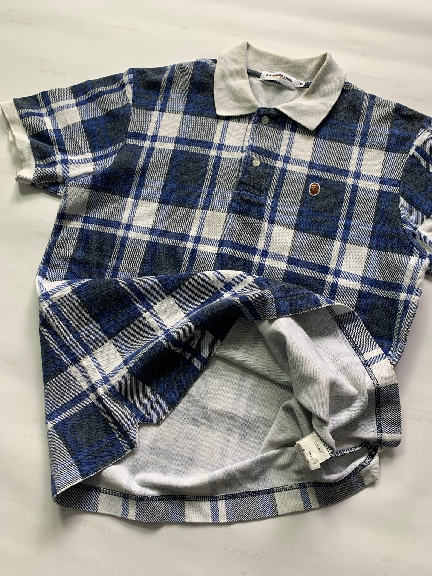 Vintage 2007 BAPE plaid polo T-shirt (M)