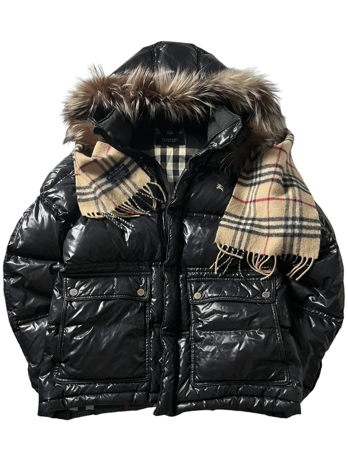 00’s BURBERRY made in Japan real fur down jacket (S/M) - black