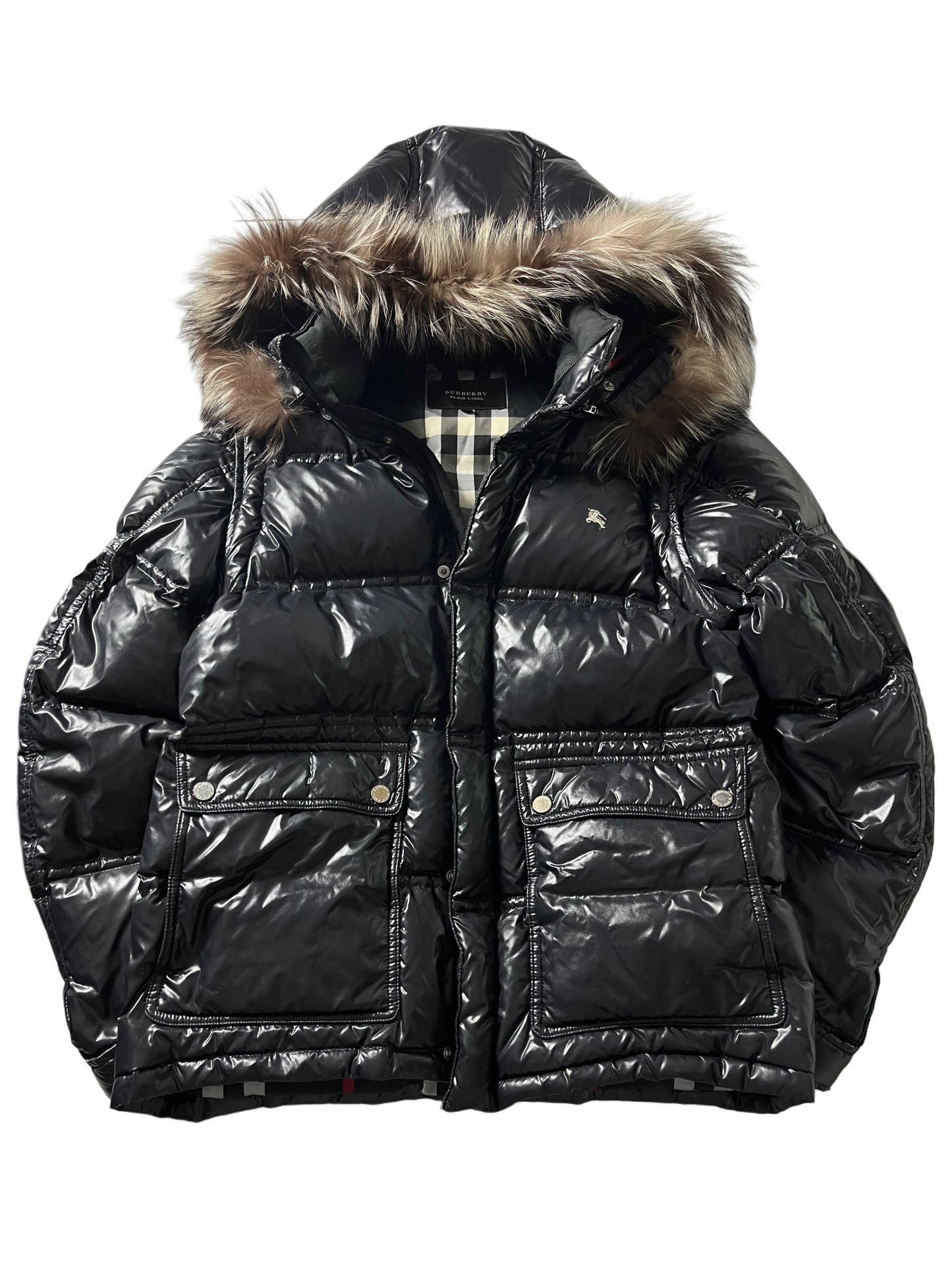 00’s BURBERRY made in Japan real fur down jacket (S/M) - black