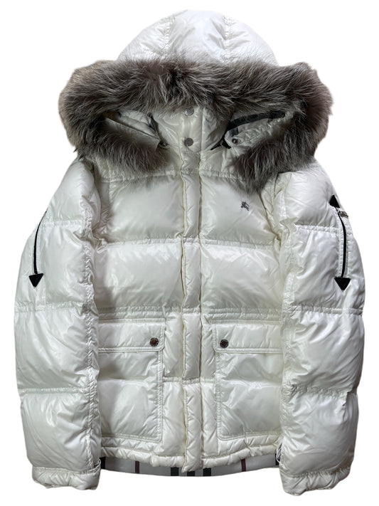 00’s BURBERRY made in Japan real fur down jacket (S/M) - white
