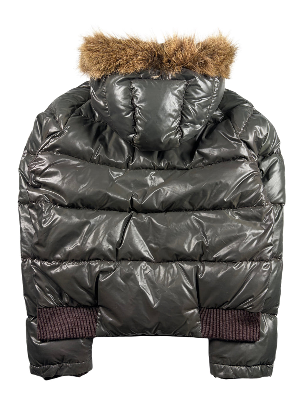 2010’s MONCLER real fur down jacket - men’s size 3 (L) - olive green