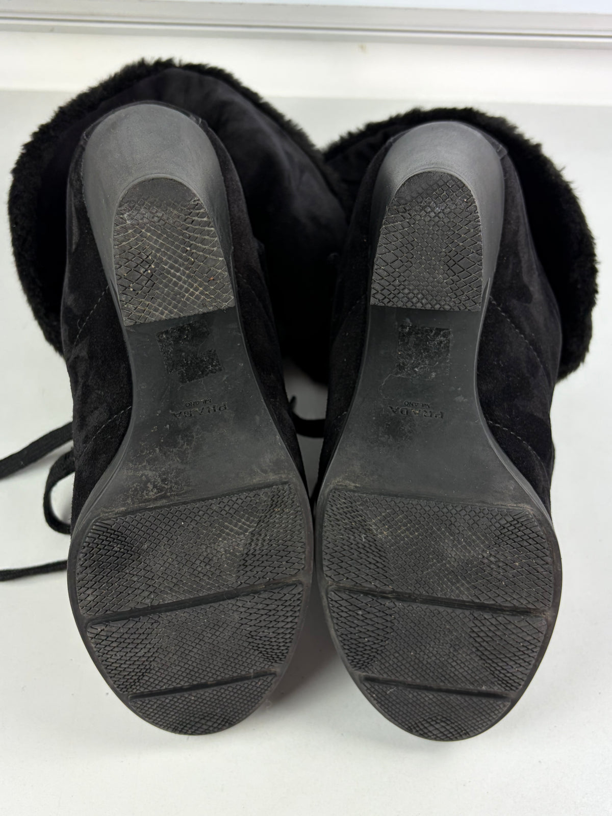 00’s PRADA suede & fur wedge boots - eu 40.5 / us 8 / uk 7