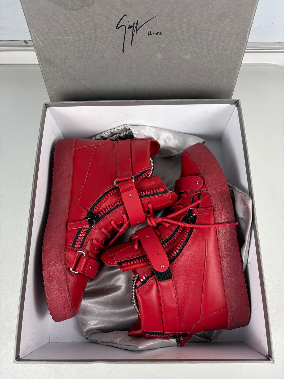 Giuseppe Zanotti 'Coby' double strap high tops - eu 41.5 / us 8.5 / uk 7.5 - triple red