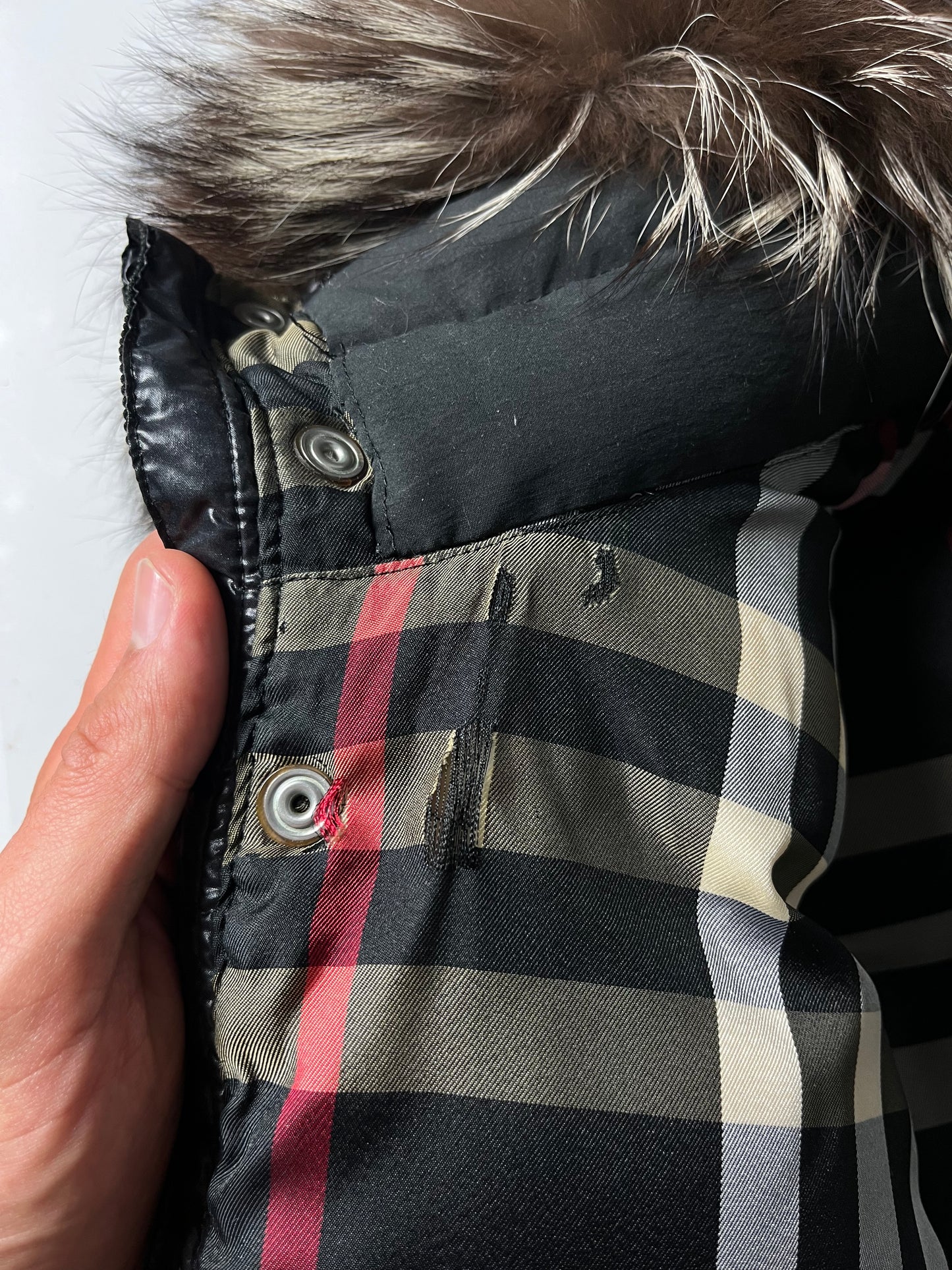 00’s BURBERRY made in Japan real fur down jacket (S/M) - black