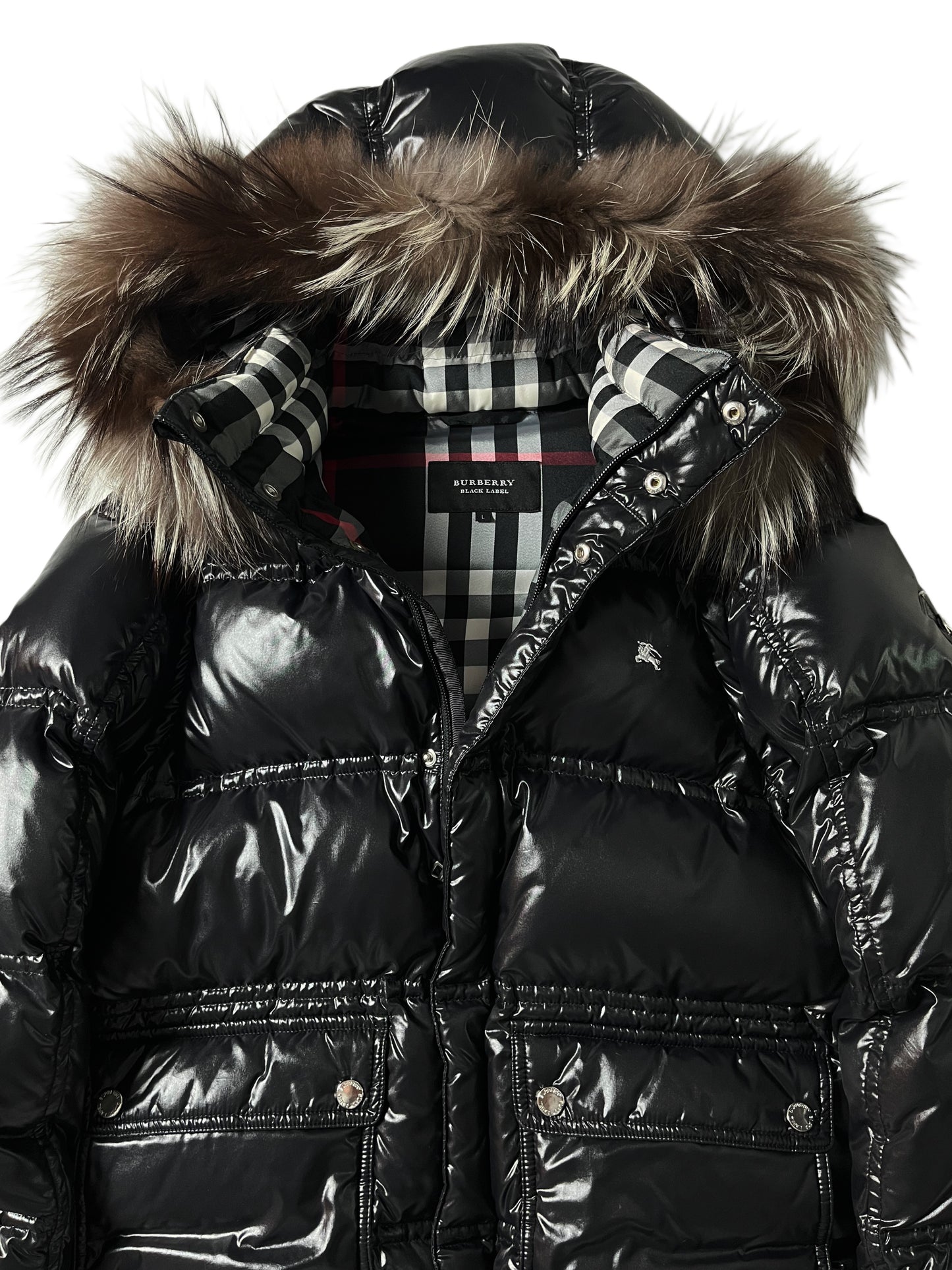 00’s BURBERRY made in Japan real fur down jacket (M/L) - black