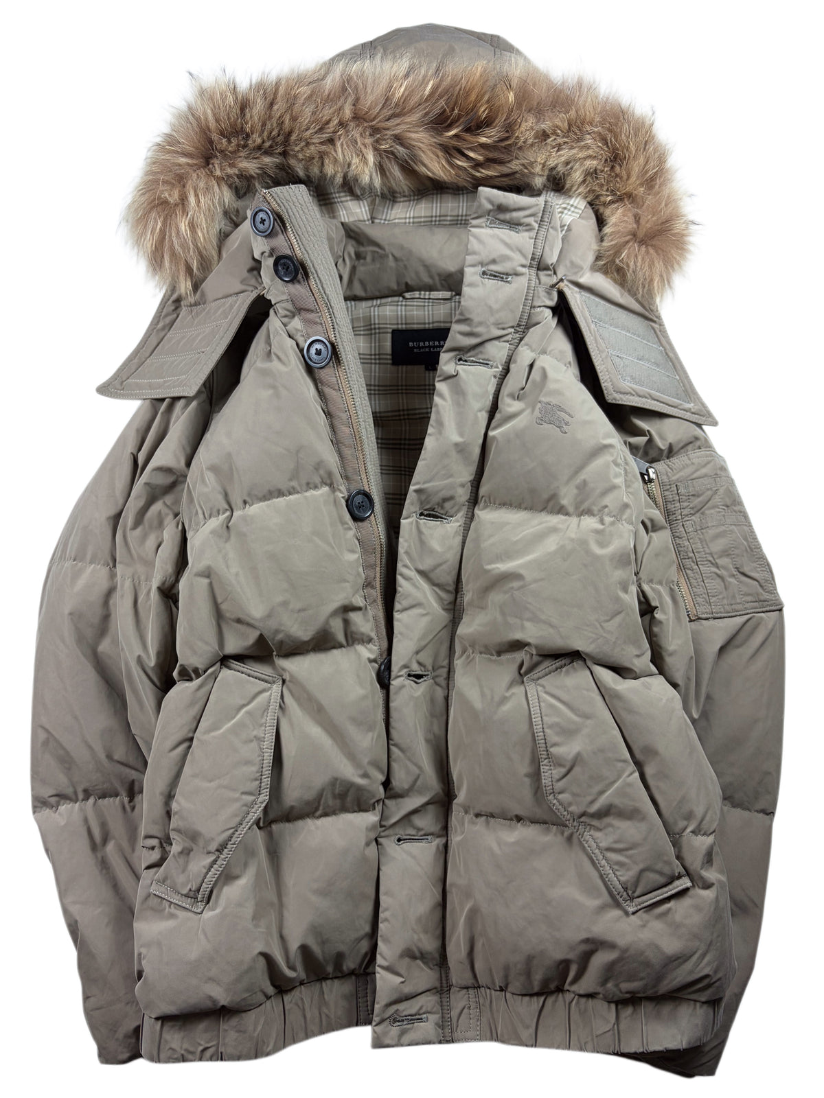 00’s BURBERRY Black Label real fur down jacket (M/L) - light brown