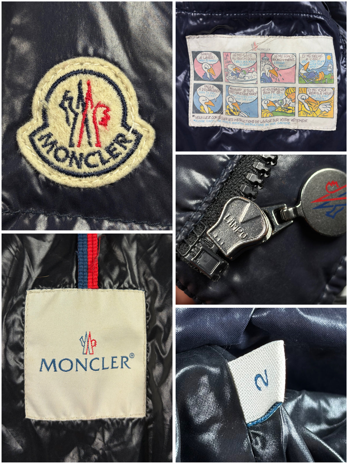 MONCLER real fur down jacket - men’s size 2 (M) - navy blue
