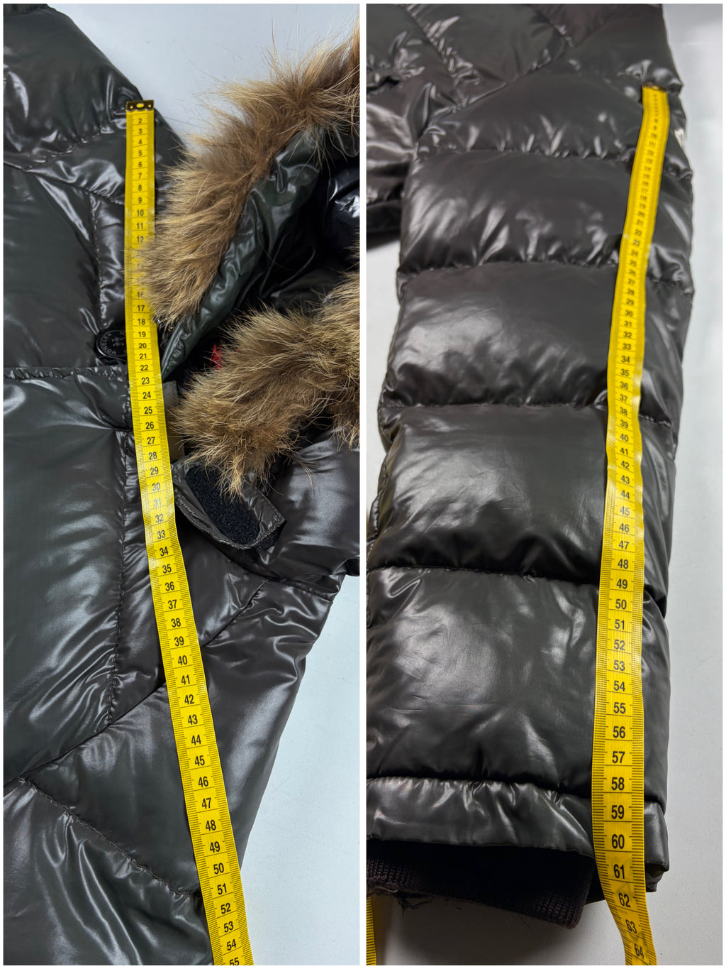 2010’s MONCLER real fur down jacket - men’s size 3 (L) - olive green