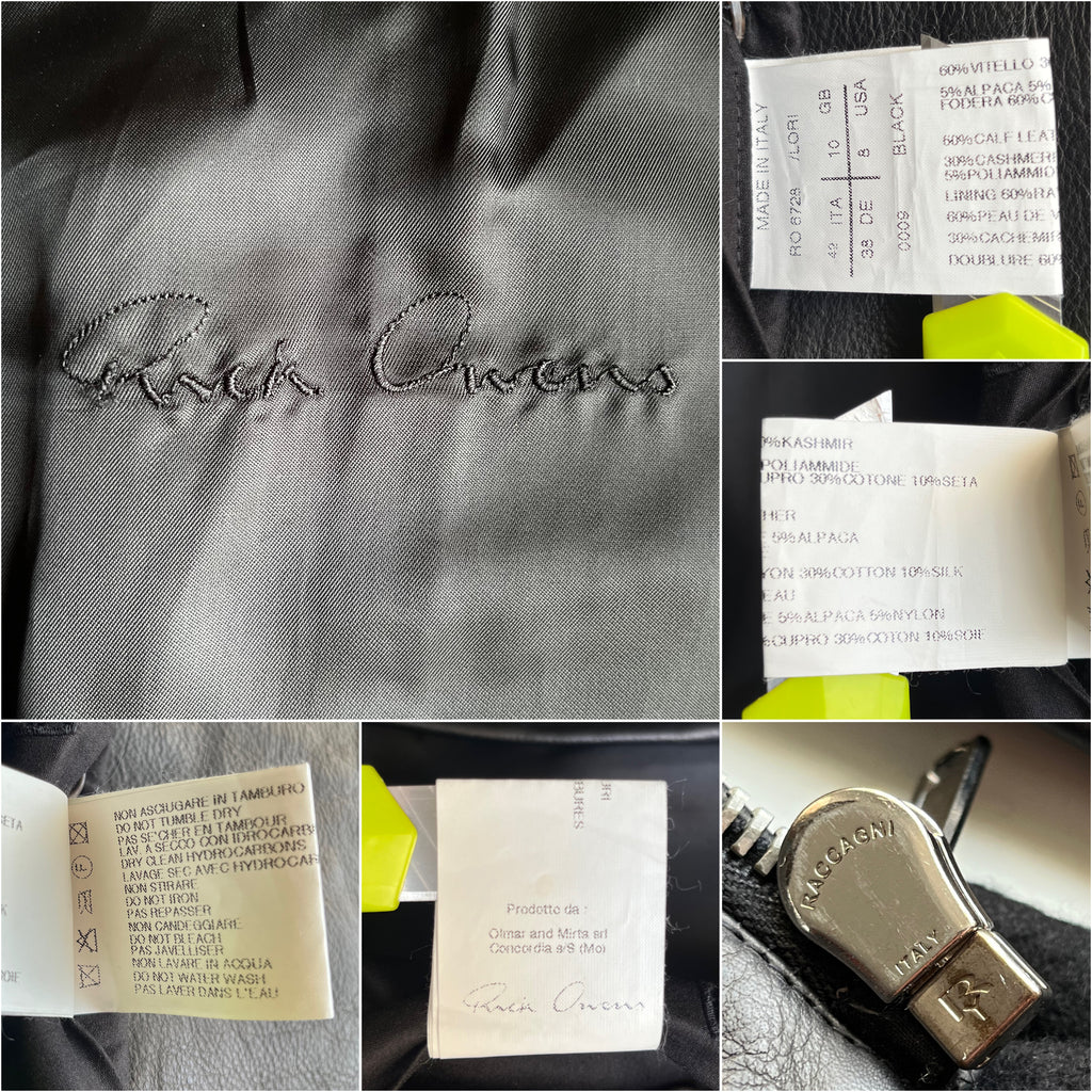 2010 Rick Owens GLEAM leather & cashmere dress jacket - size IT 42 - black