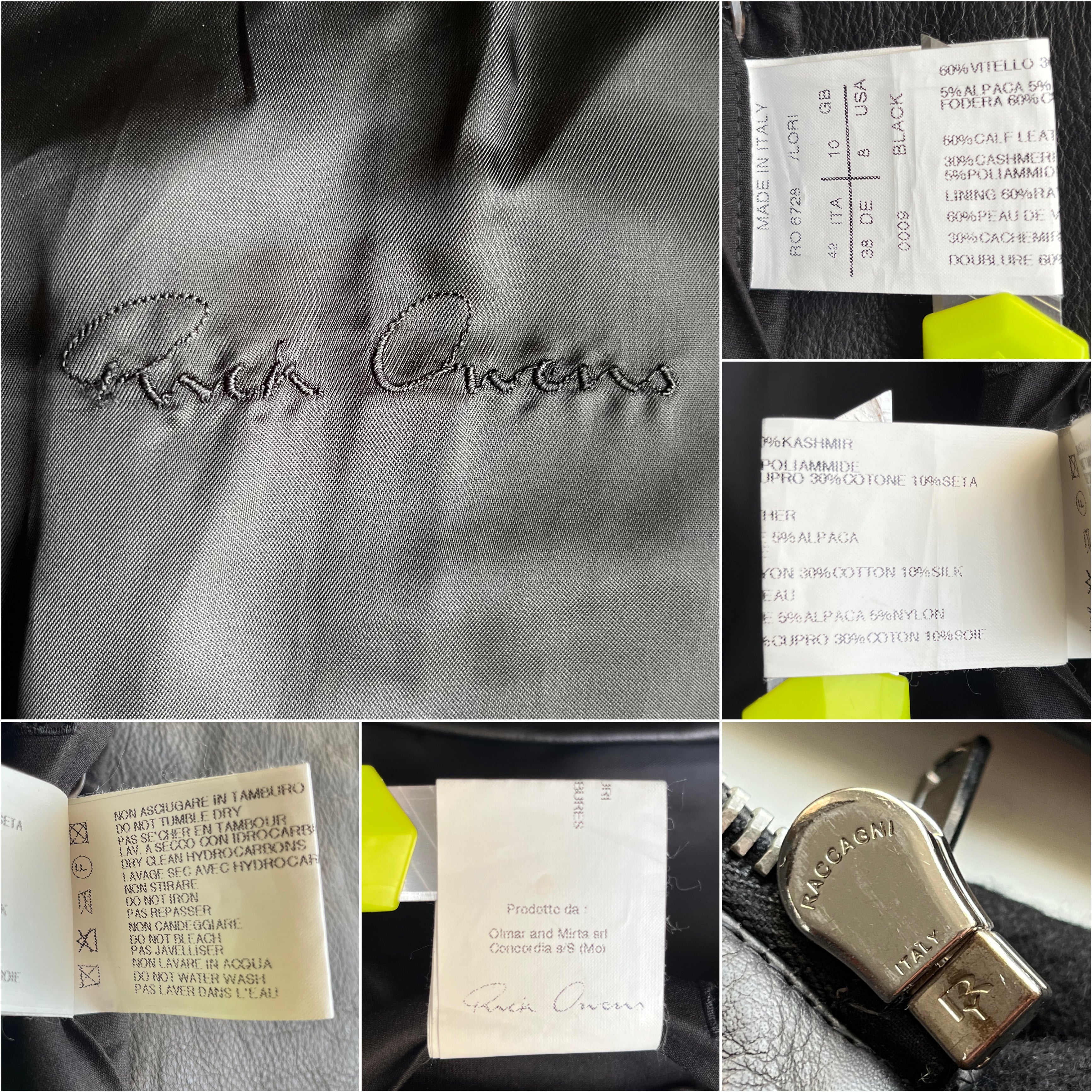2010 Rick Owens GLEAM leather & cashmere dress jacket - size IT 42 - black