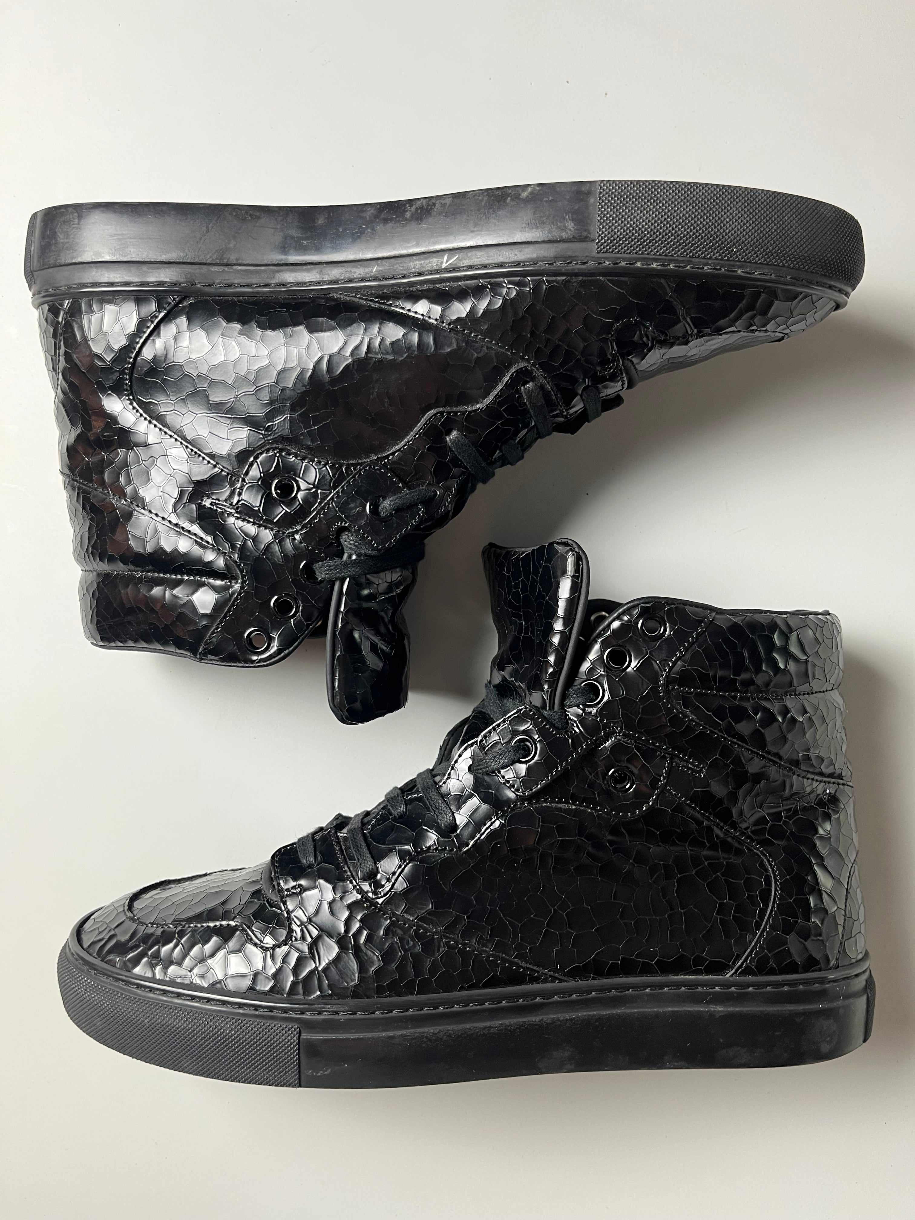 Balenciaga embossed croc leather high tops - Eu 41 - black