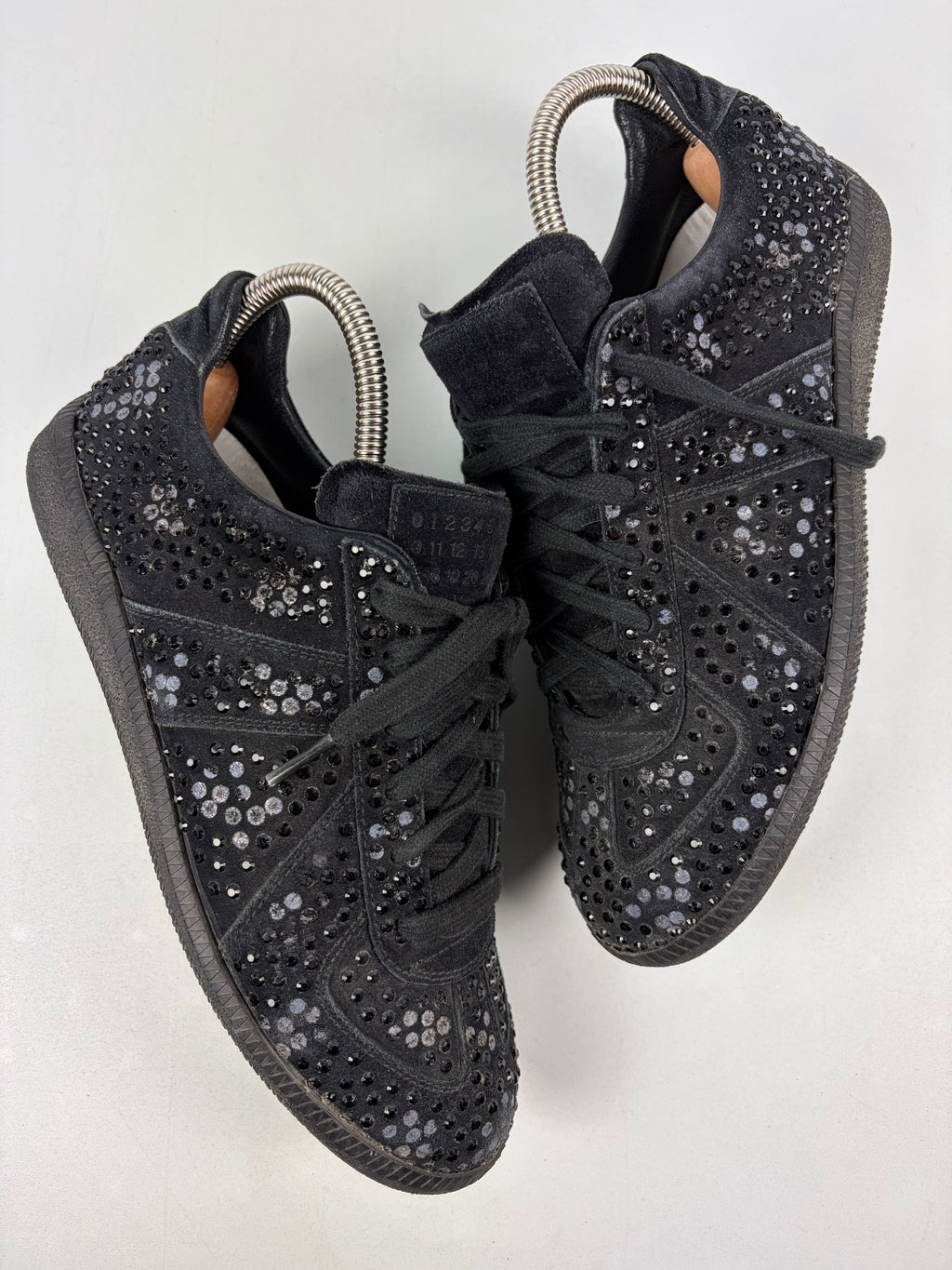 Maison Margiela Replica crystal-embellished suede sneakers - eu 38 / us 8 / uk 5 - black