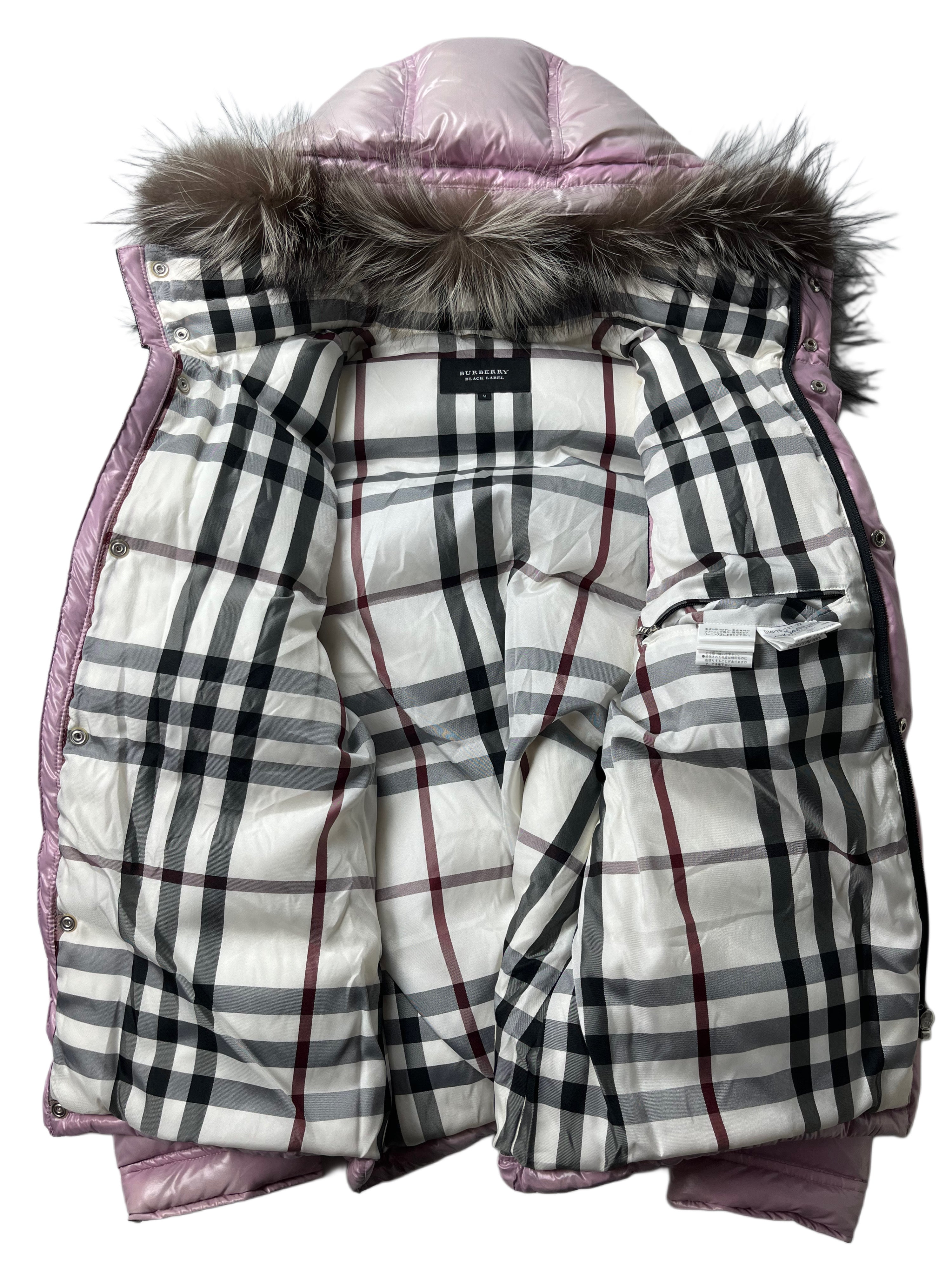 00’s BURBERRY made in Japan real fur down jacket (S/M) - pink
