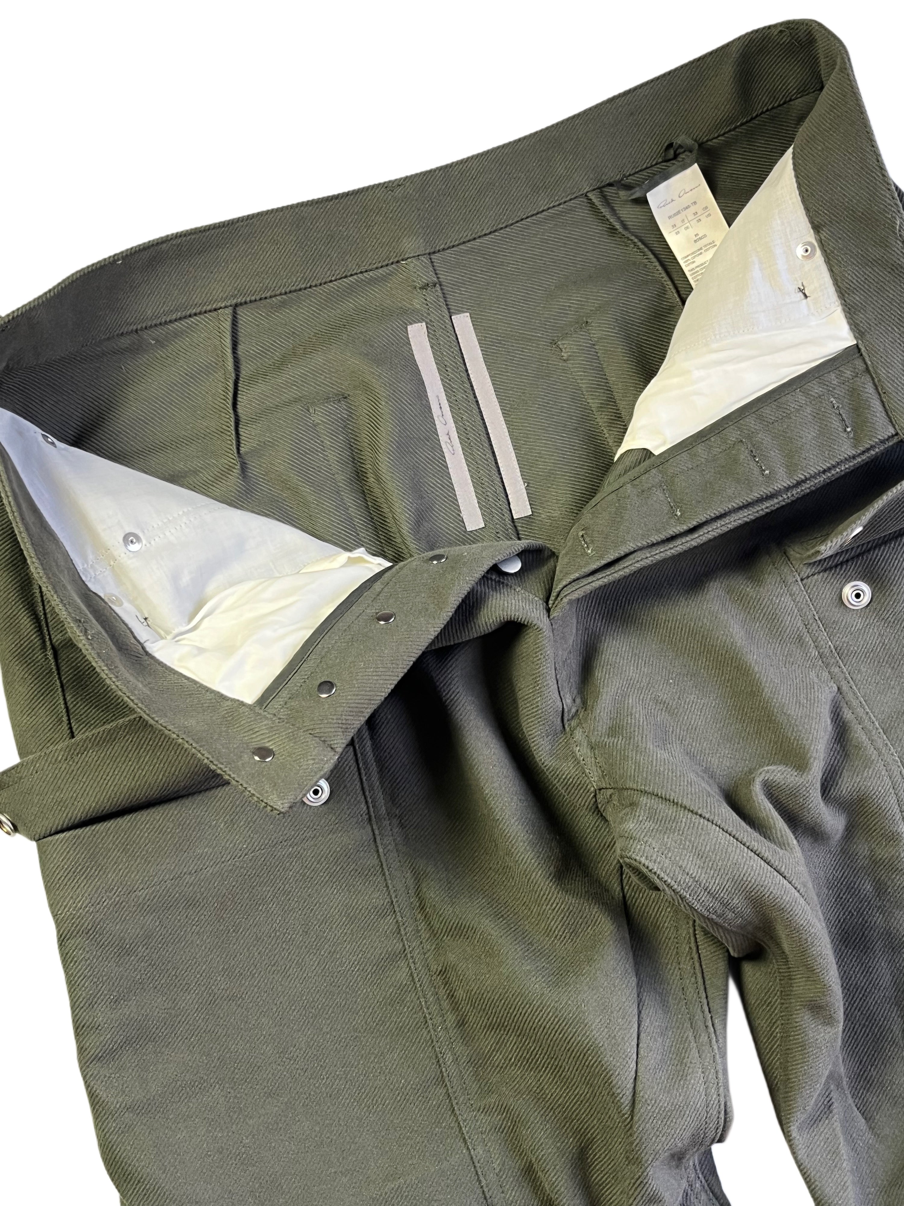 RICK OWENS CONCORDIANS DOUBLE CARGO JEANS -  W33 - military green
