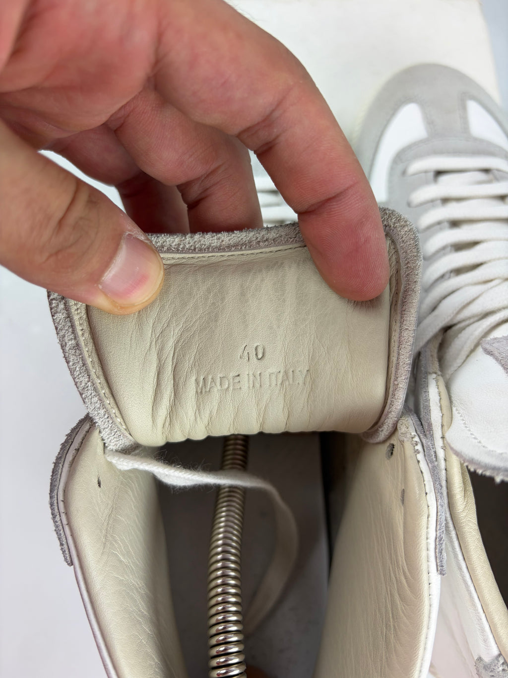 Maison Margiela high top suede & leather gats - eu 40 / us 7 - white