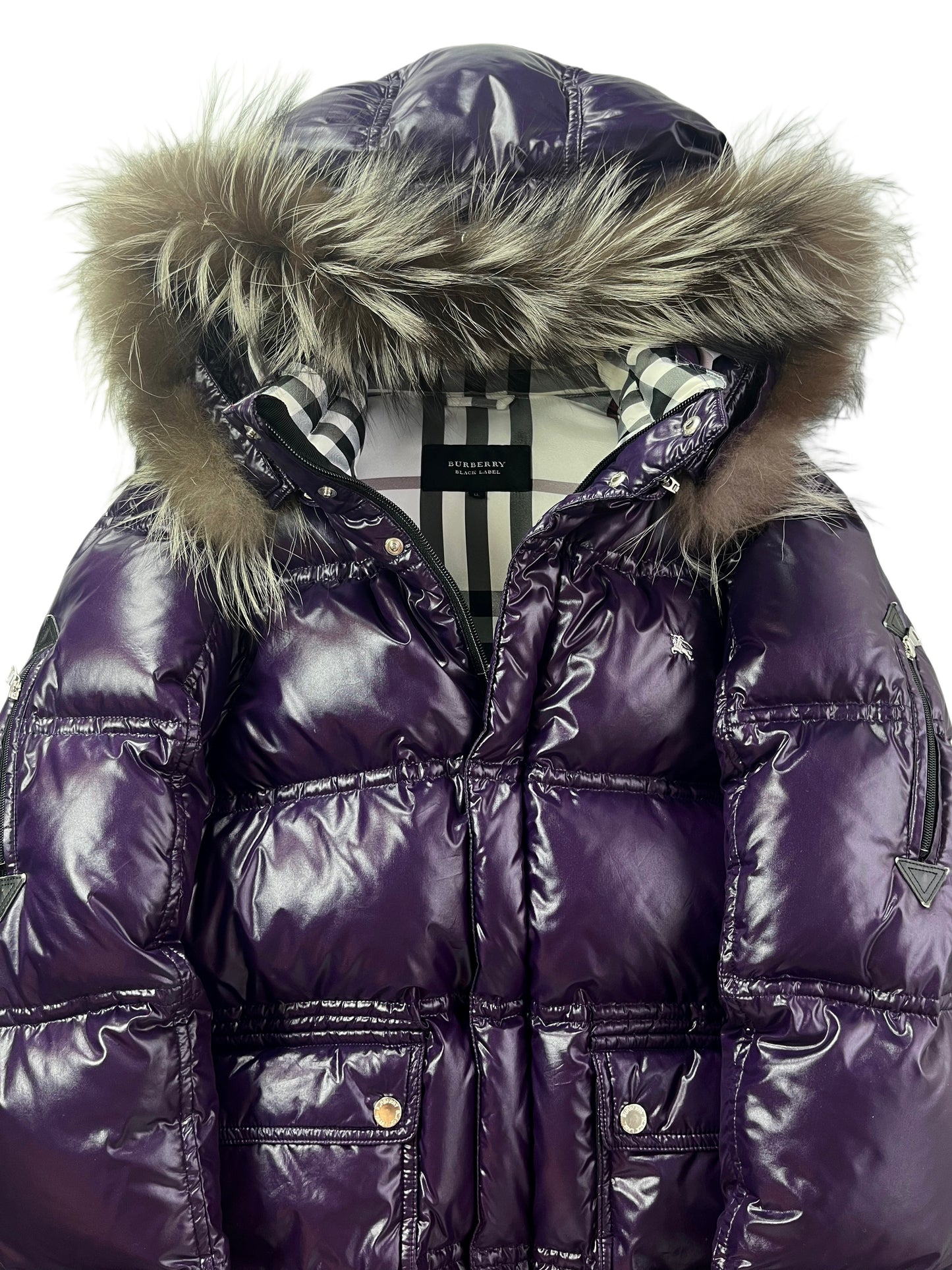 00’s BURBERRY made in Japan real fur down jacket (L/LL) - purple