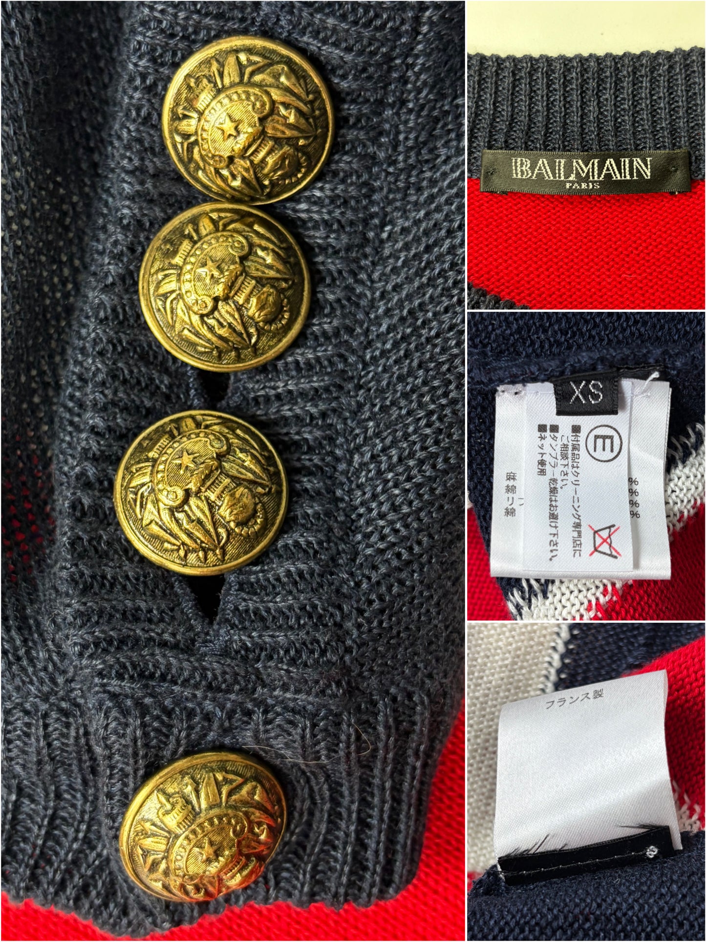 2016 BALMAIN runway distressed Union Jack knit sweater - size S/M