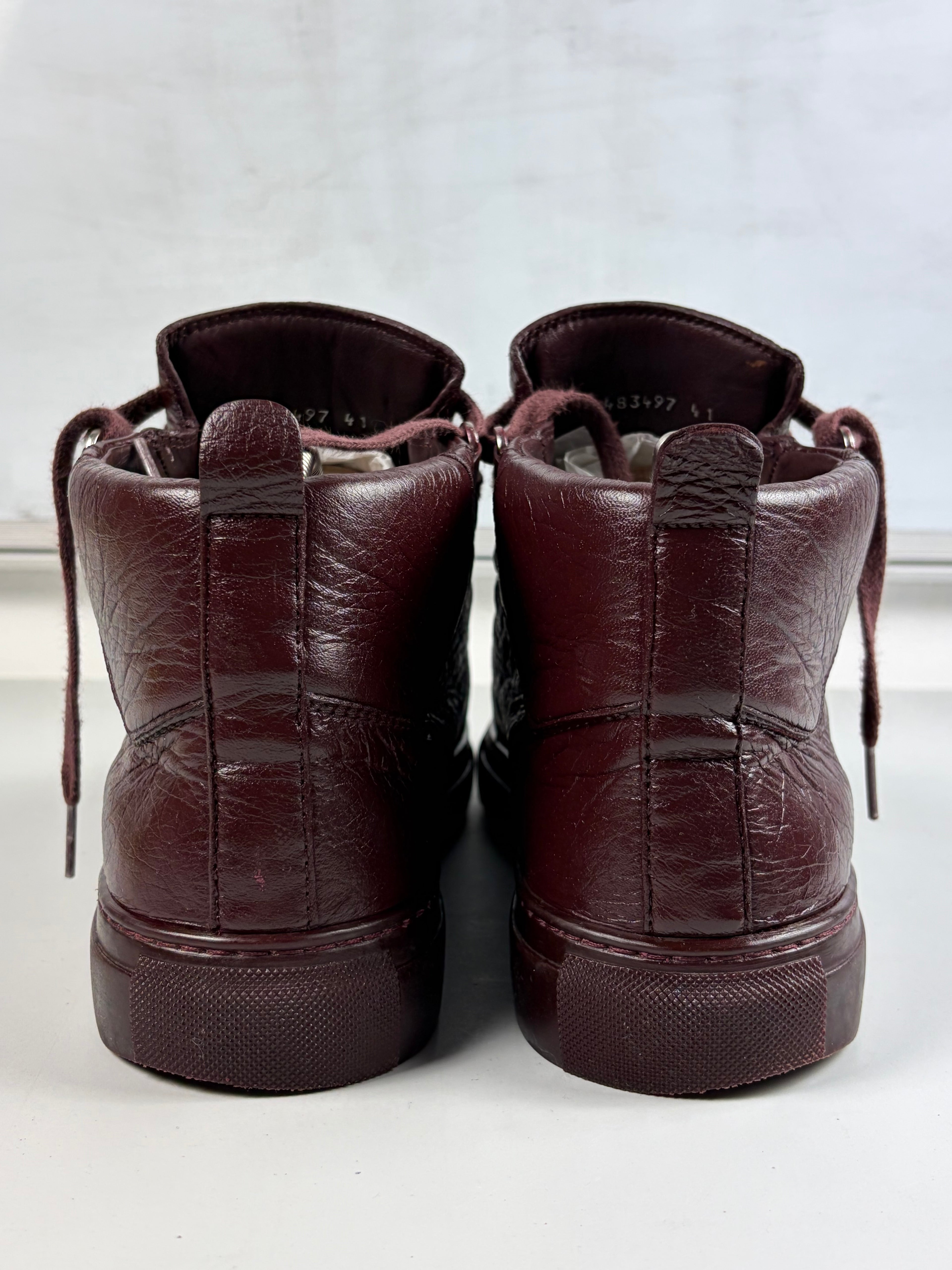Balenciaga arena high tops - eu 41 / us 8 - burgundy