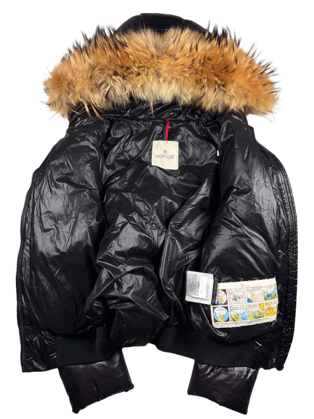 2010’s MONCLER real fur down bomber jacket - women’s size 4 (L/XL) - black