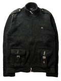 00’s BURBERRY military heavy cotton knit (M/L) - black