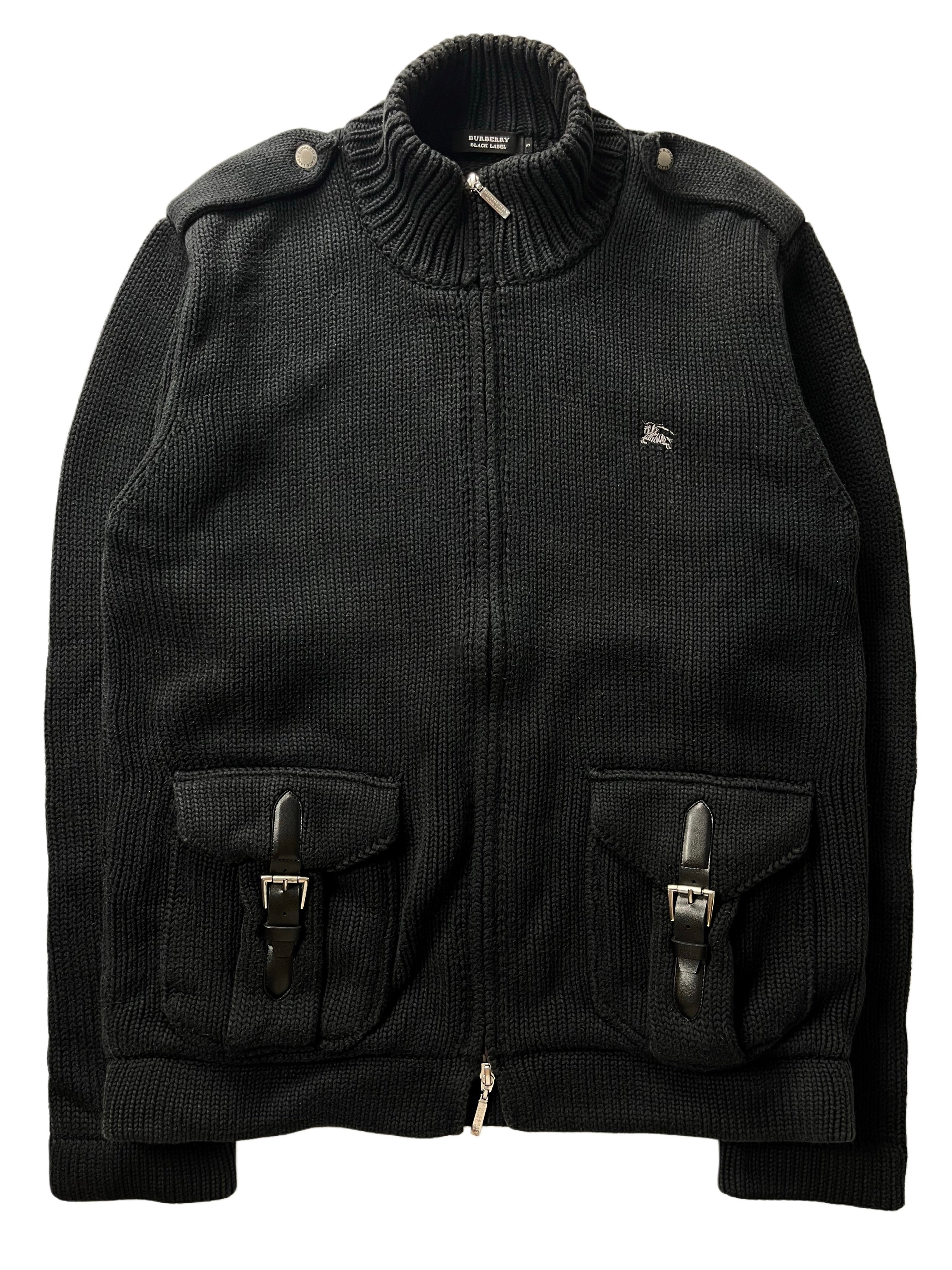 00’s BURBERRY military heavy cotton knit (M/L) - black