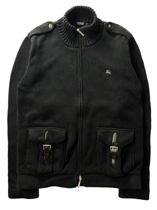 00’s BURBERRY military heavy cotton knit (M/L) - black