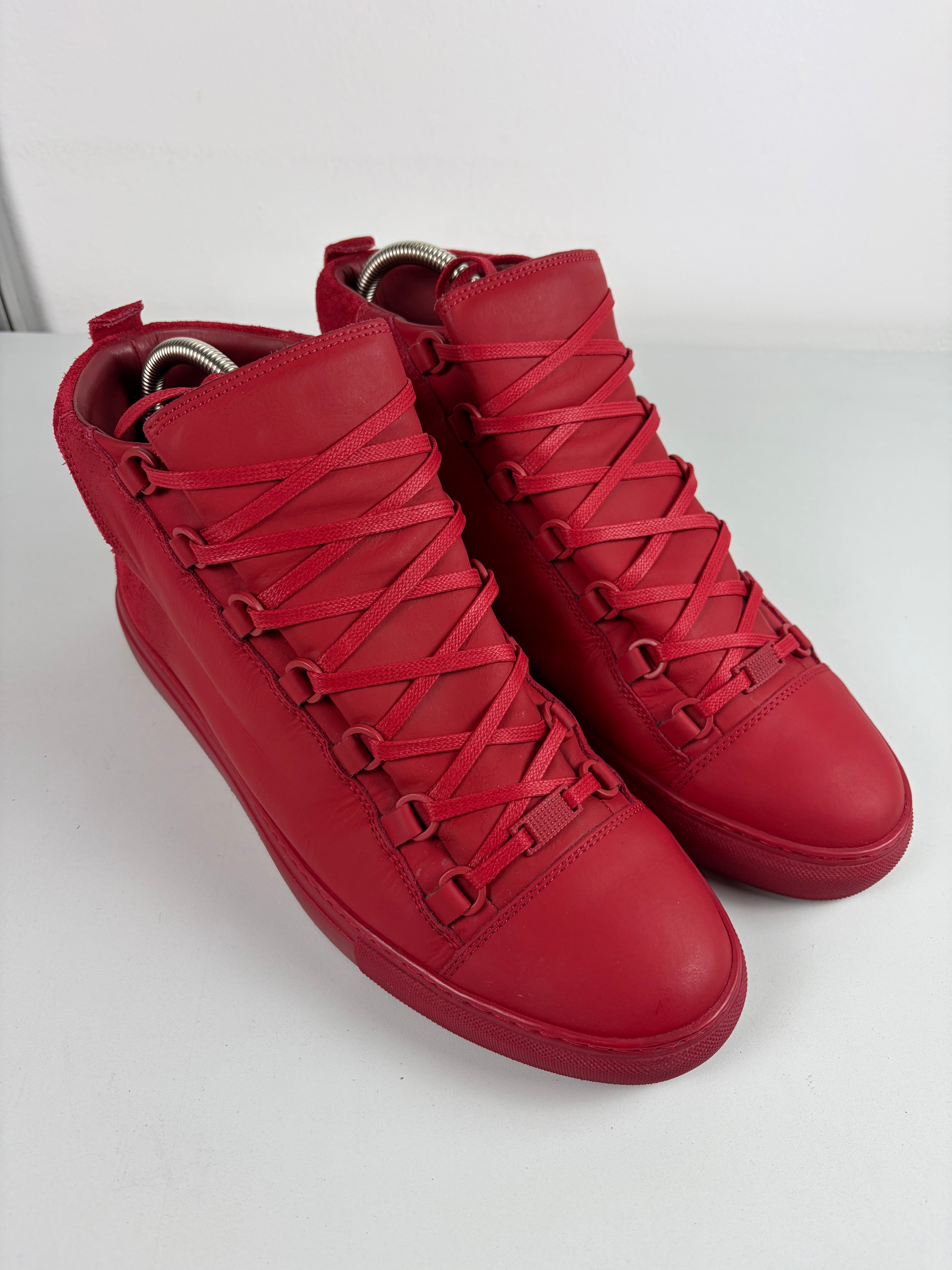 Balenciaga arena leather & suede high tops - eu 44 / us 11 - red