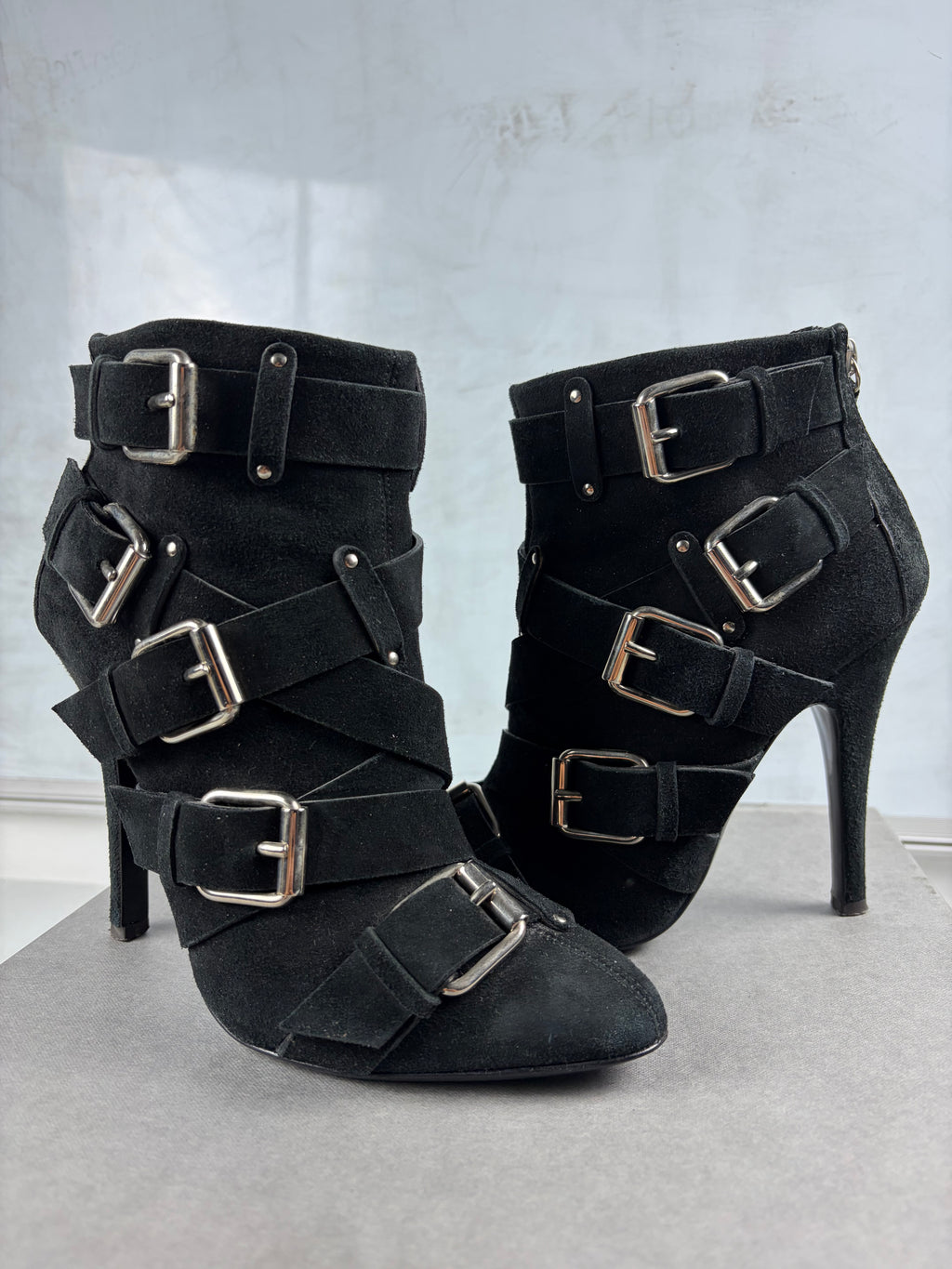 2009 BALMAIN x Giuseppe Zanotti suede ankle boots - size - eu 37 / us 7 / uk 4 - black