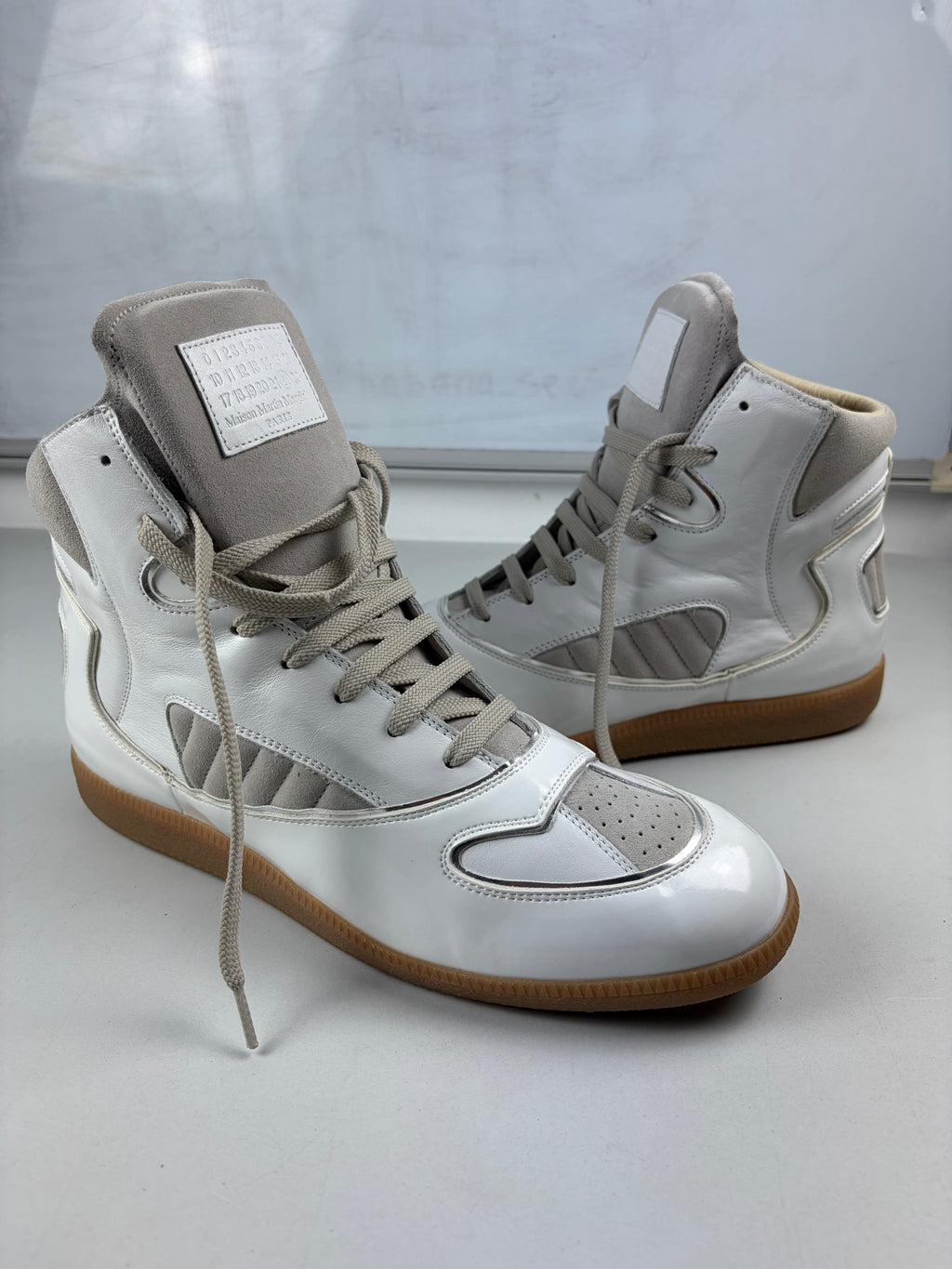 Maison Margiela ‘Cadillac’ patent leather & suede high tops - eu 45 / us 12 / uk 11 - brand new