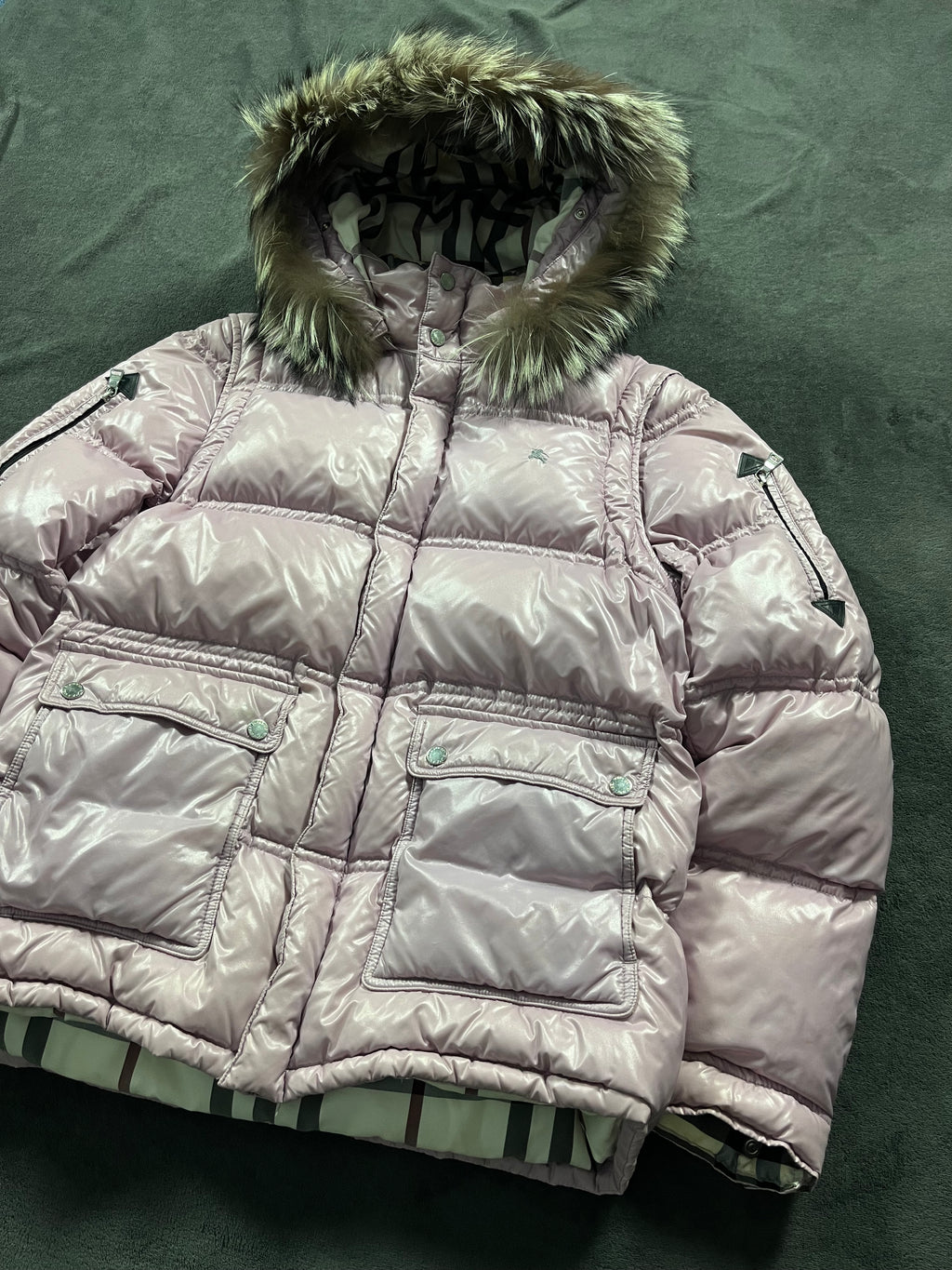 00’s BURBERRY made in Japan real fur down jacket (L)
