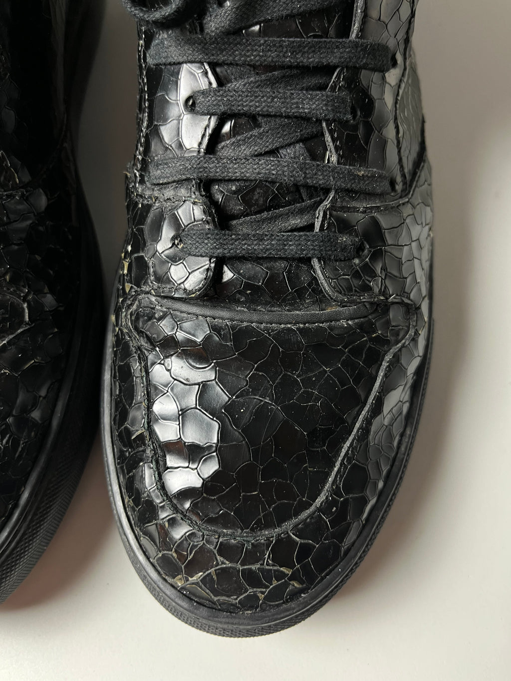 Balenciaga embossed croc leather high tops - Eu 43 - black